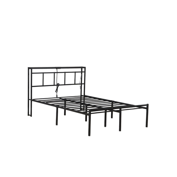Bed Frame With Storage Headboard With USB C, Type C And LED Light