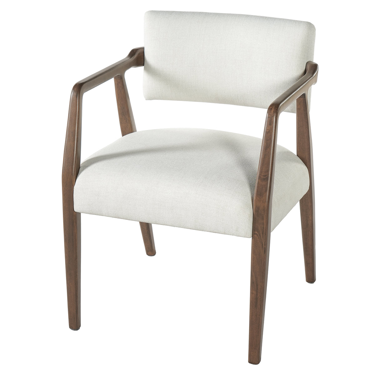 Mid-Century Rubber Wood Upholstered Dining Armchair (Set of 2)