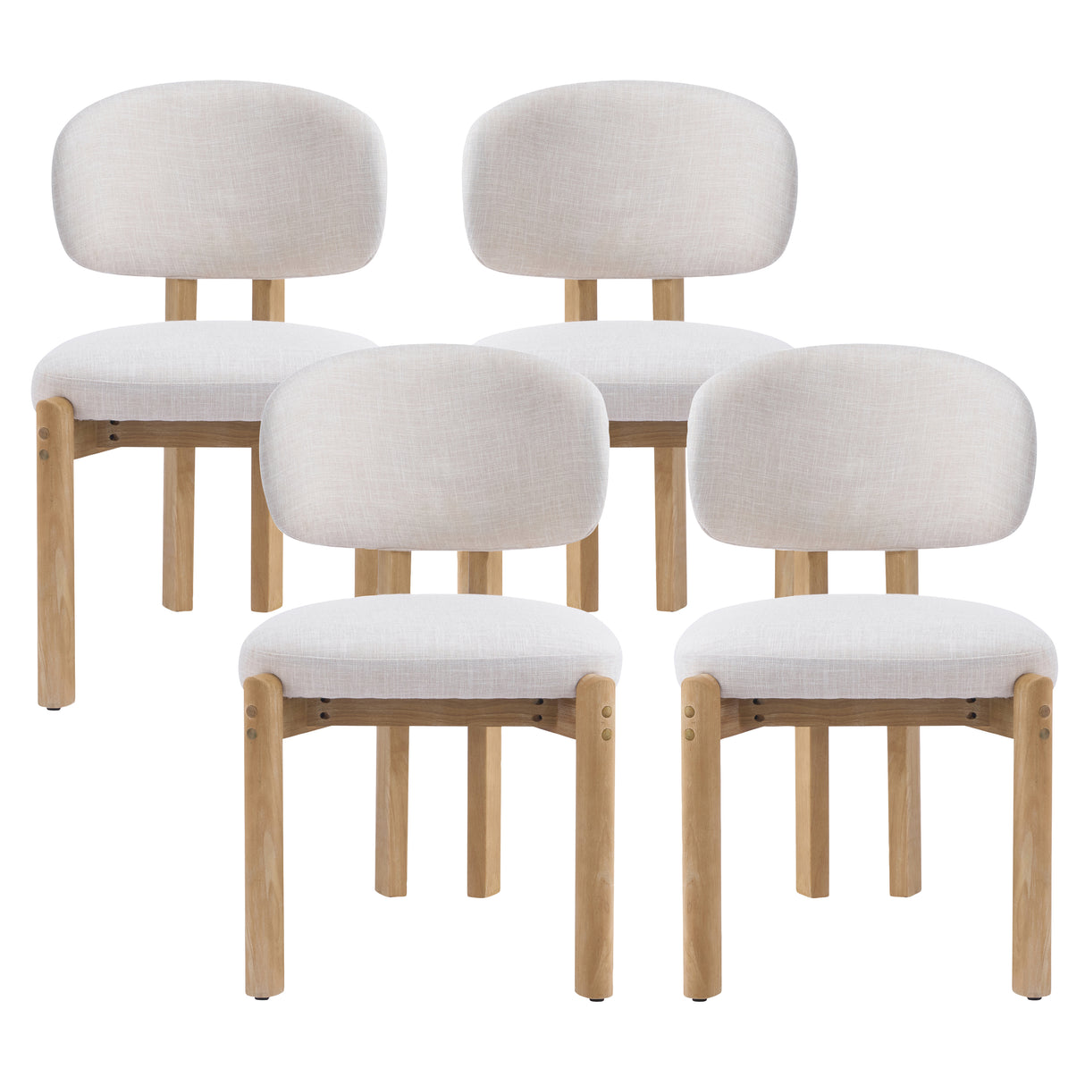 Beige Upholstered Scandinavian Dining Chair