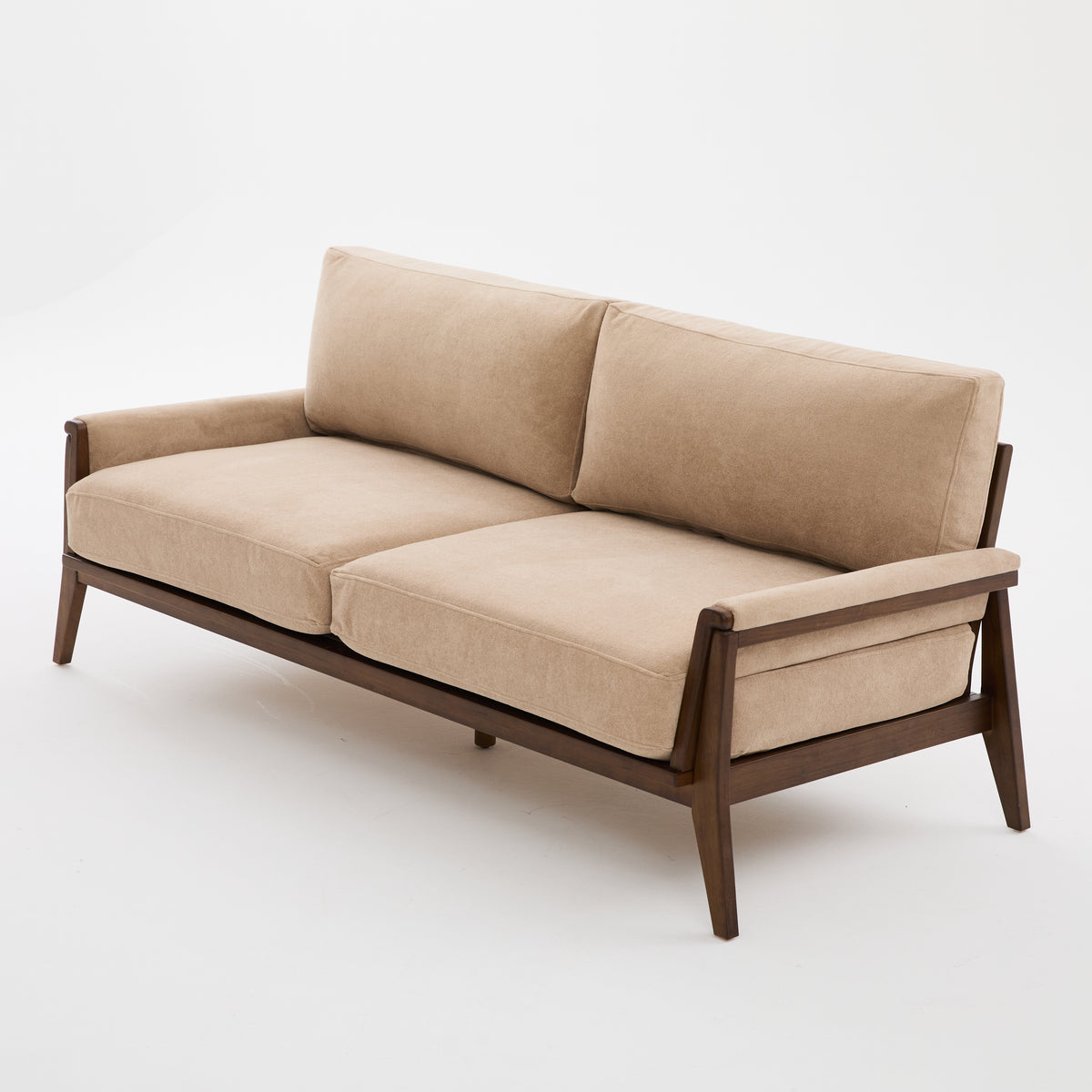 Mid-Century Modern Velvet Fabric Sofa
