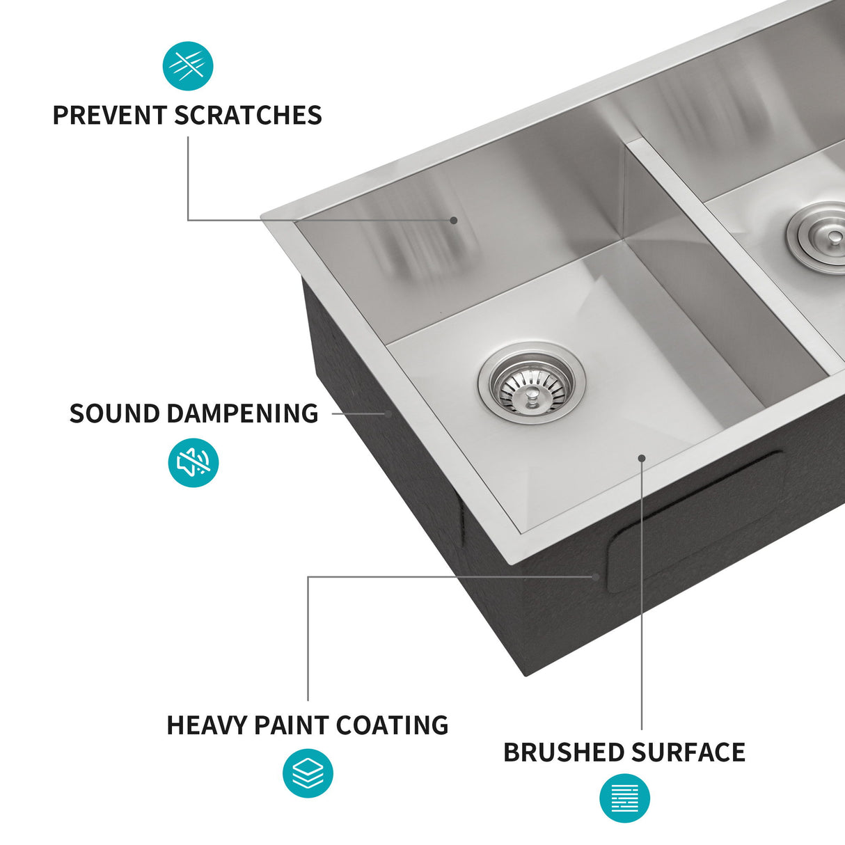 Modern Double Bowl Undermount Sink Design With 10" Deep Basins