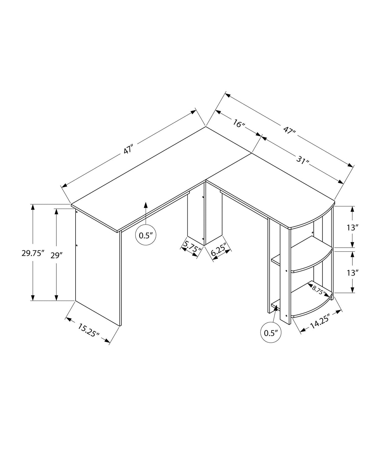 Computer Desk, Home Office, Corner, Storage Shelves, L Shape, Laptop, Contemporary & Modern - Best Buy Furniture