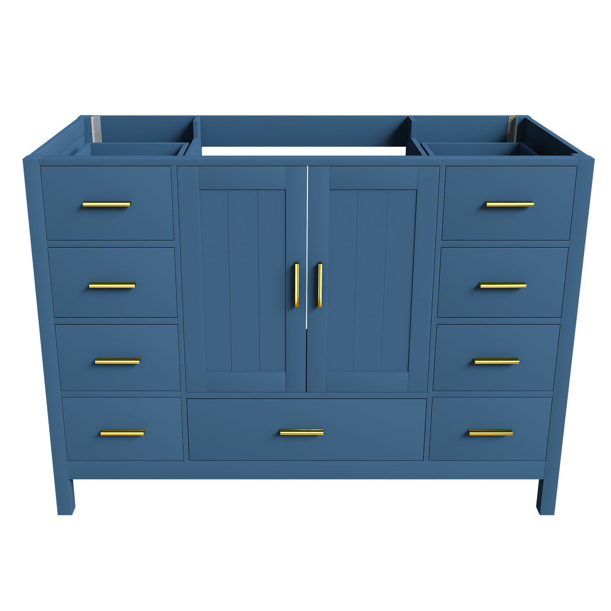 48" Bathroom Vanity Base Cabinet with 2 Soft-Close Double Doors & 9 Drawers