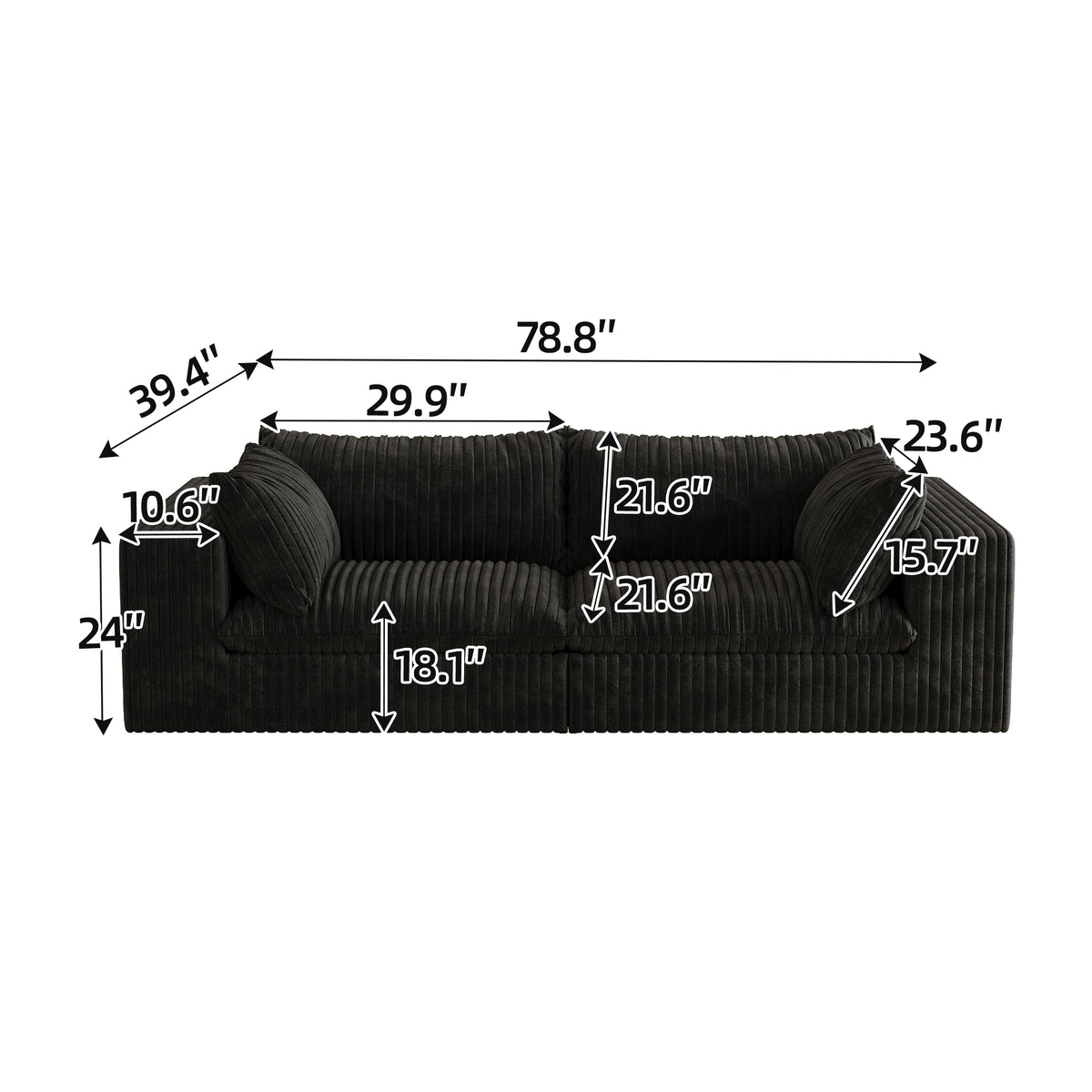 Y137 Modular Black Sofa