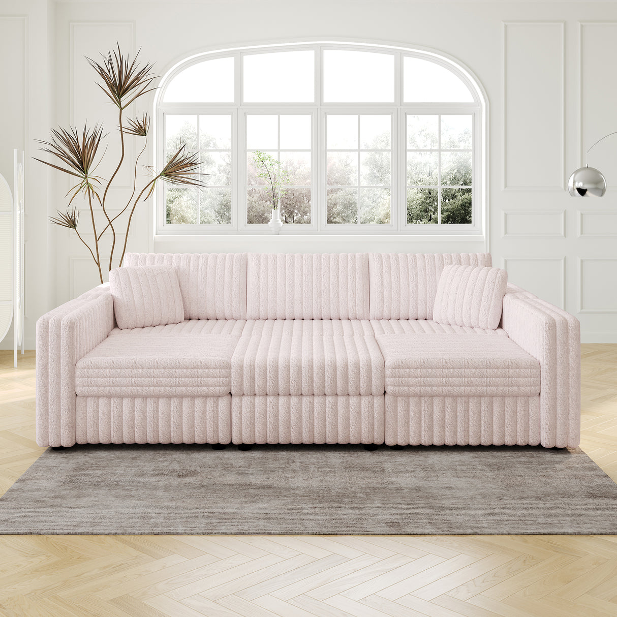 106.3" Soft U-Shaped 6-Person Sofa with Matching Ottoman