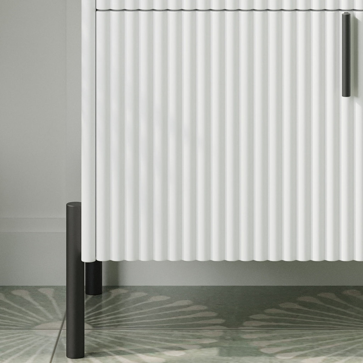 Fluted Bathroom Vanity With Ceramic Sink, Freestanding Design