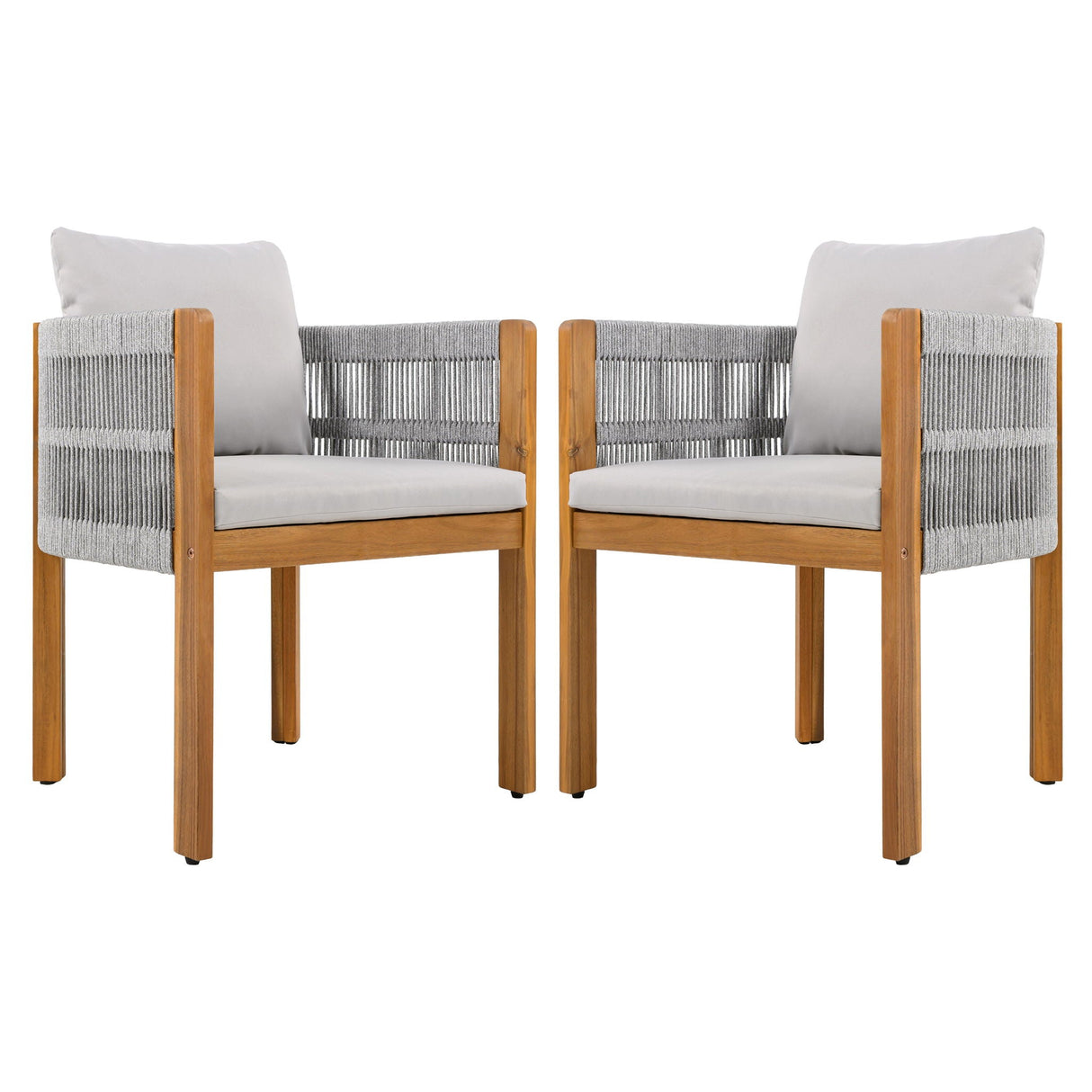 Outdoor Dining Chairs With Rope Handles (Set of 2)