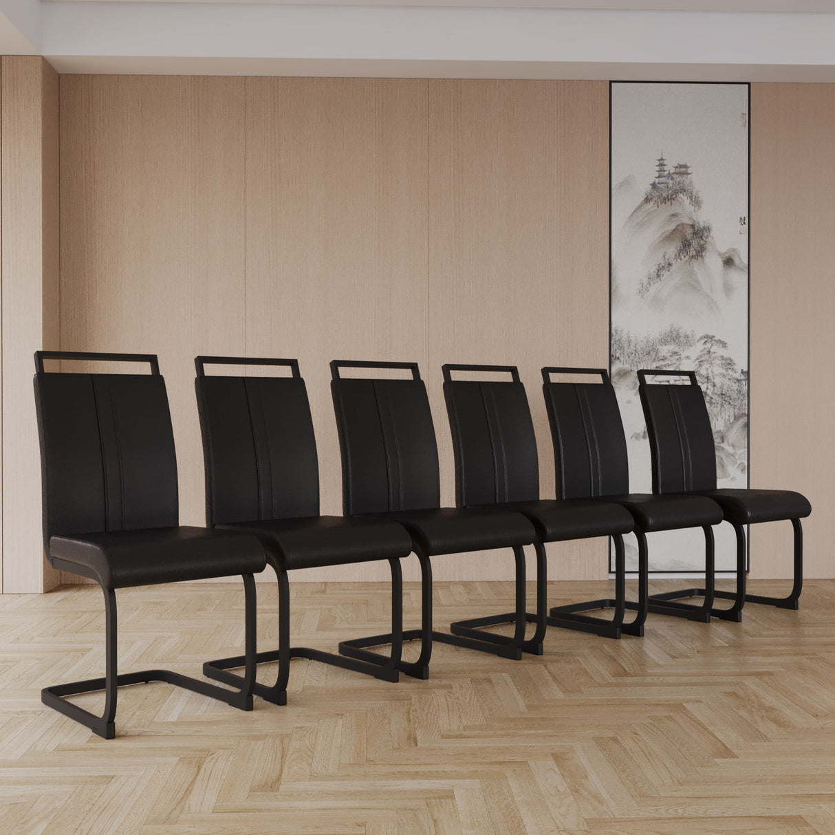 Modern Dining Chairs With High Back Upholstered Design Metal Legs