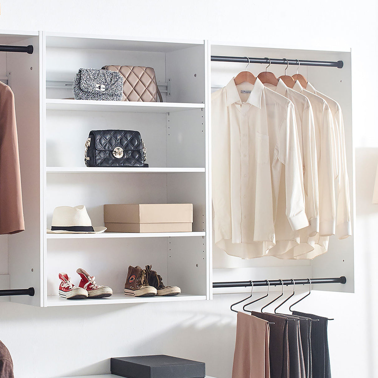 Devi - Wall Mounted Wood Closet System With Modular Units