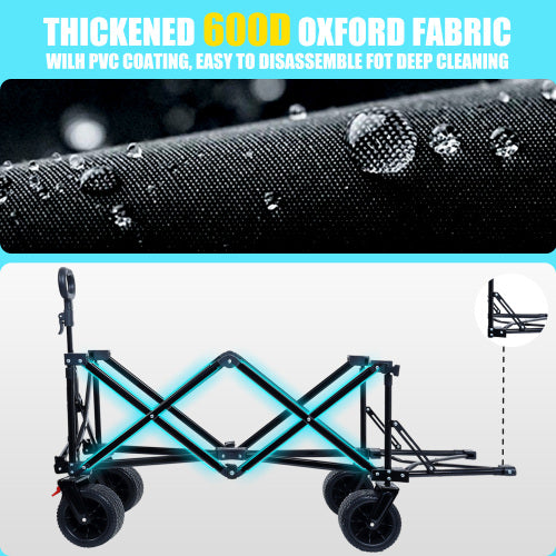 Foldable Wagon with Extended Tailgate and Large All-Terrain Wheels