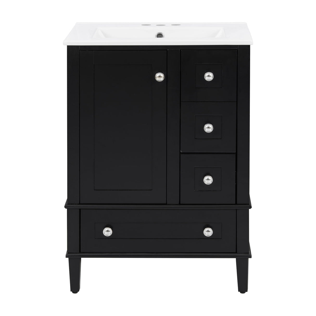 Bathroom Vanity With Integrated Basin, Soft Close Drawers, Door Mounted Double Layer Shelf