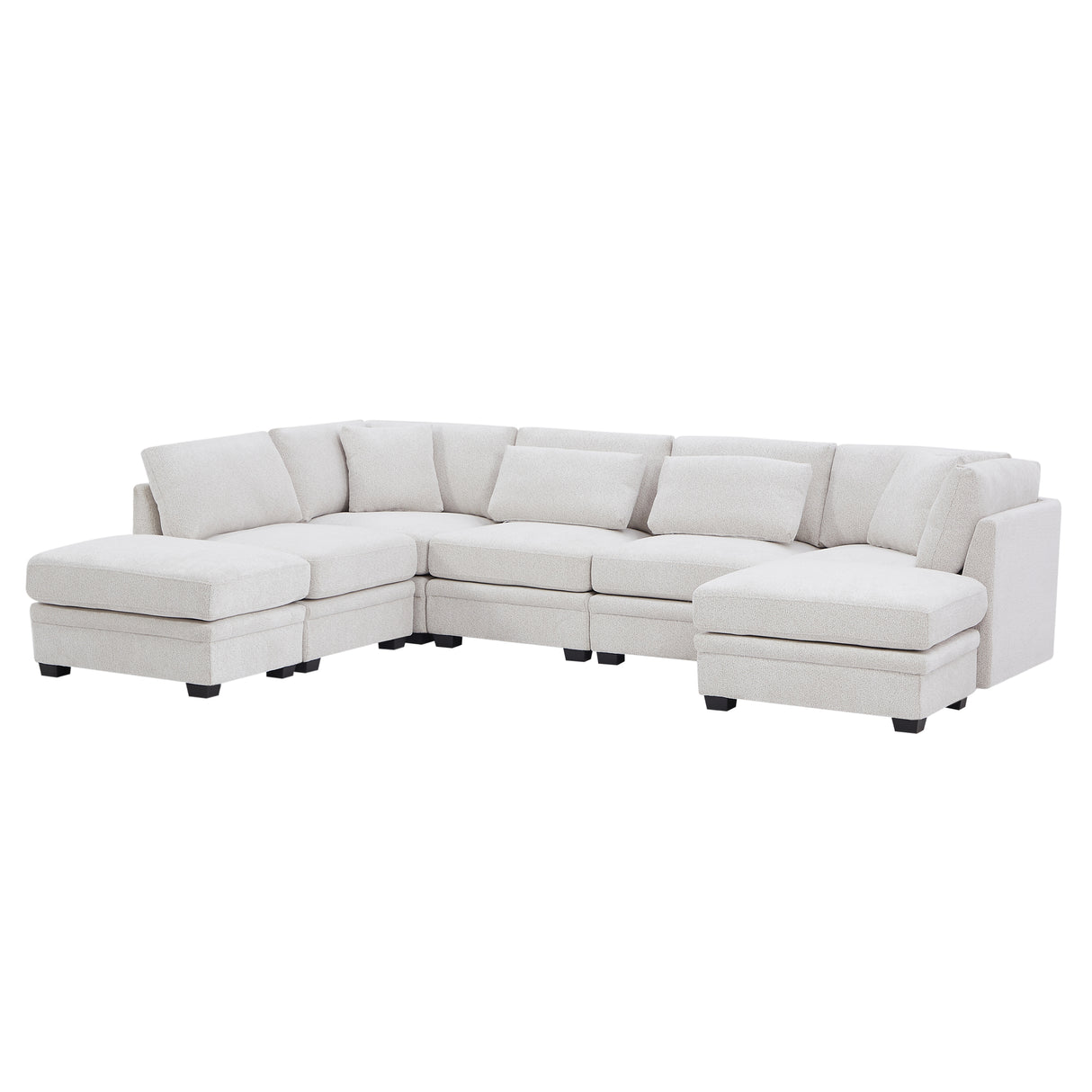7-Piece Reversible Modular Corner Sectional Sofa - Beige