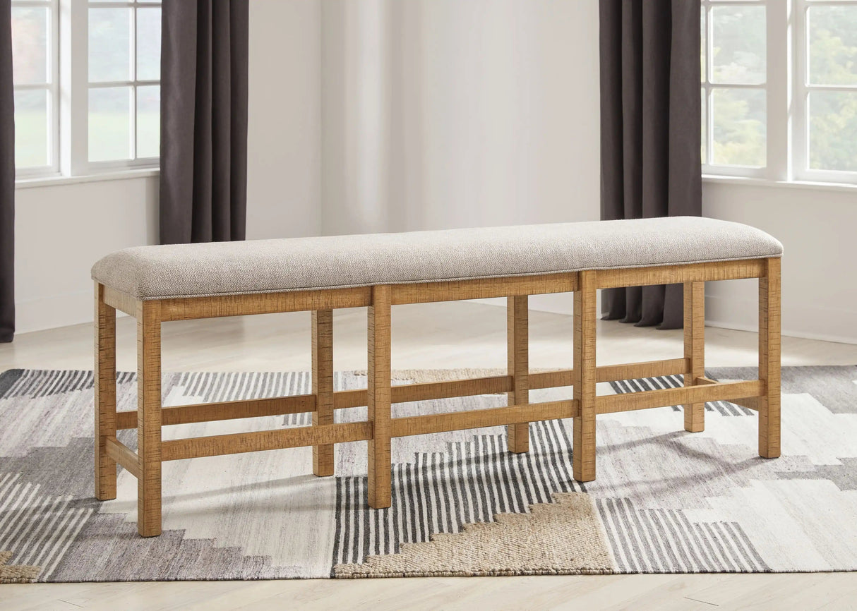 Havonplane - XL Counter Height Upholstered Dining Bench - Brown - Best Buy Furniture