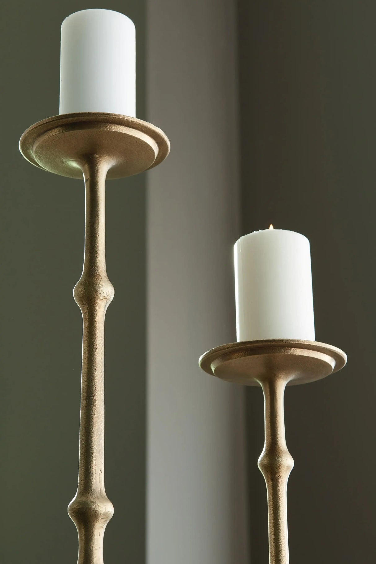 Larwick - Candle Holder Set (Set of 2) - Antique Brass Finish - Best Buy Furniture