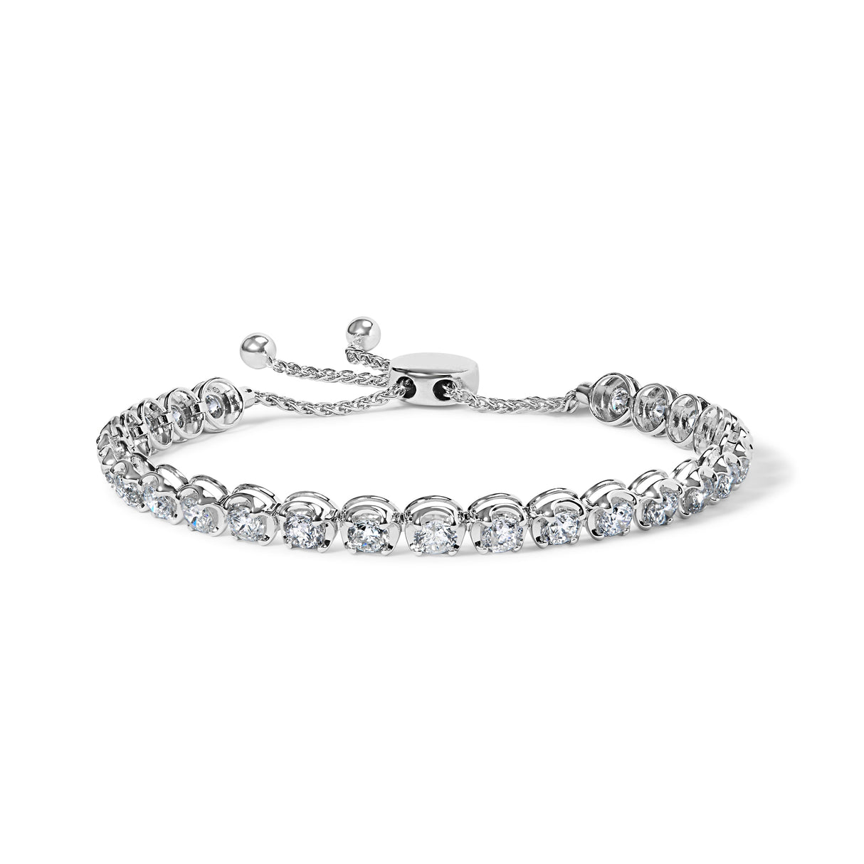 14K White Gold 6.00 Cttw Diamond 4â€-10†Adjustable Bolo Tennis Bracelet (I-J Color, I1-I2 Clarity)