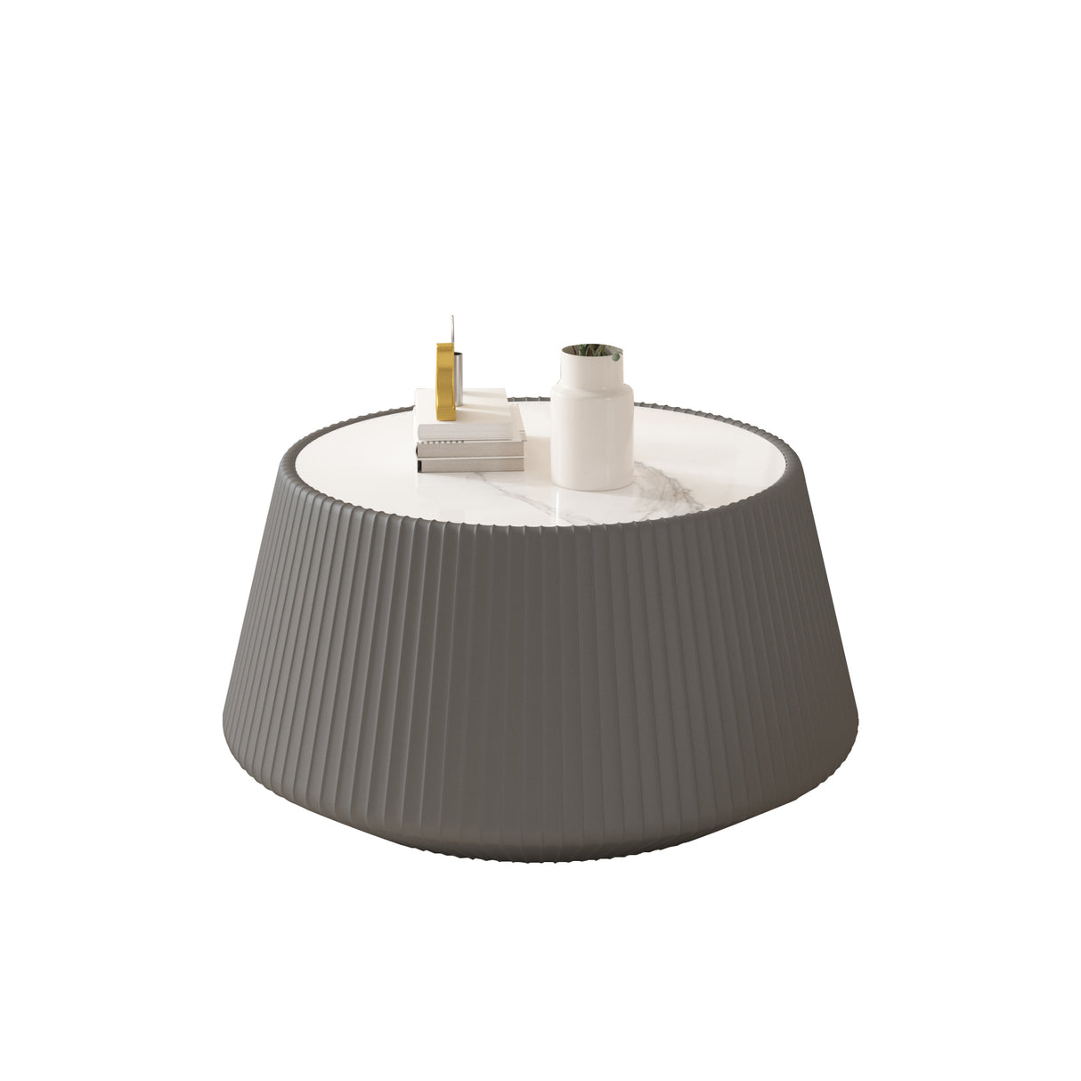 Light Sintered Stone Top Cup Shape Leather Coffee Table