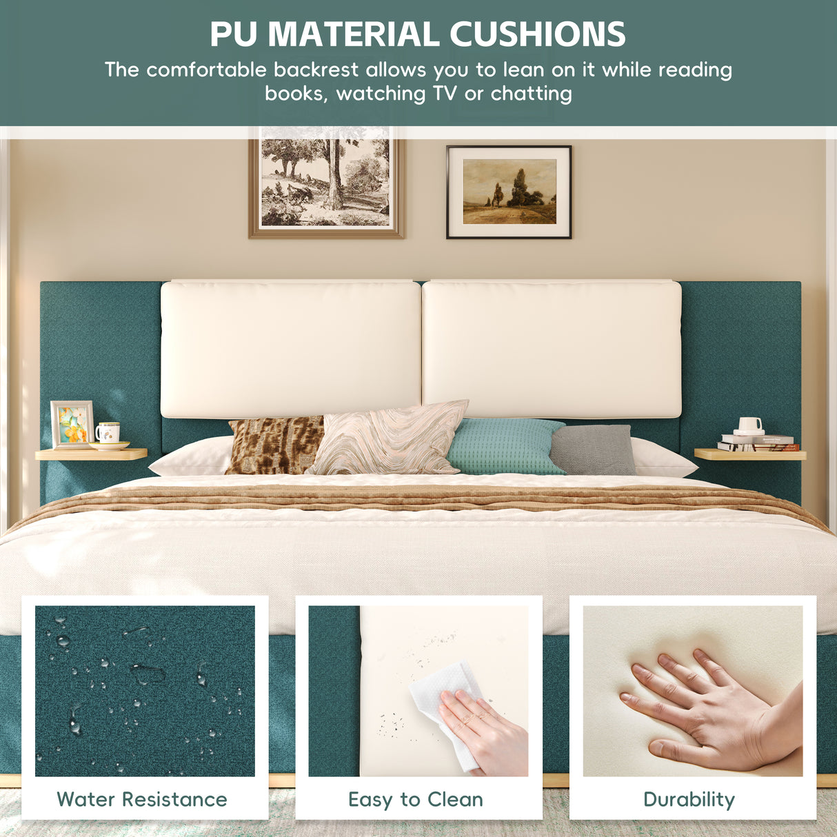 Queen Size Upholstered Platform Bed with Panel