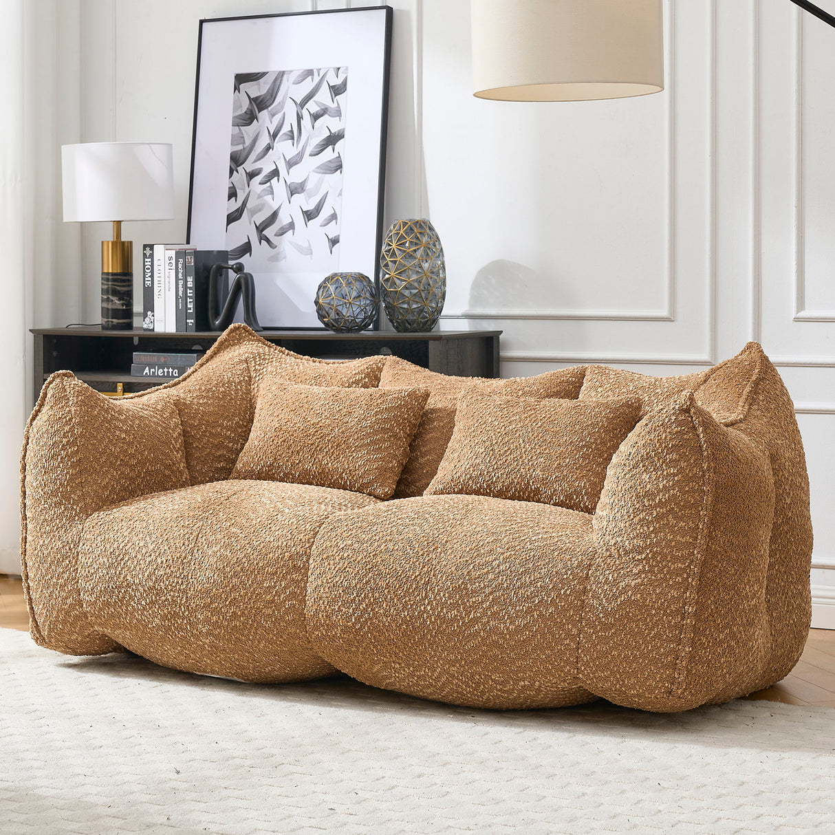 Comfortable Dual Beanbag Chair With High Resilience Foam Core For 2 People