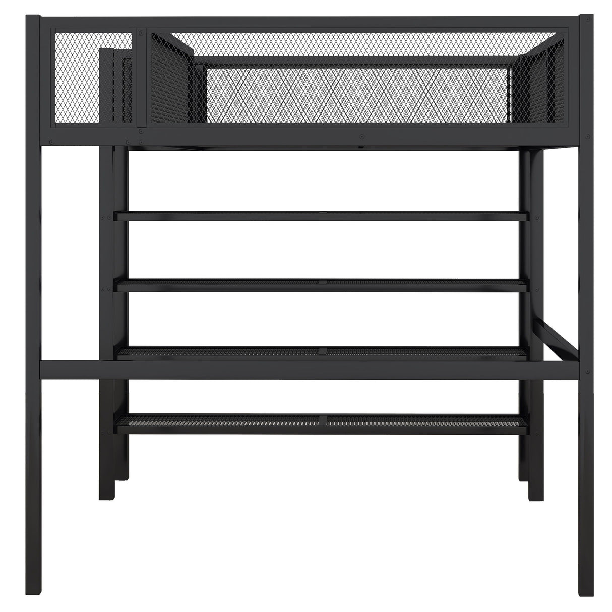 Loft Bed With 4 Tier Shelves And Storage