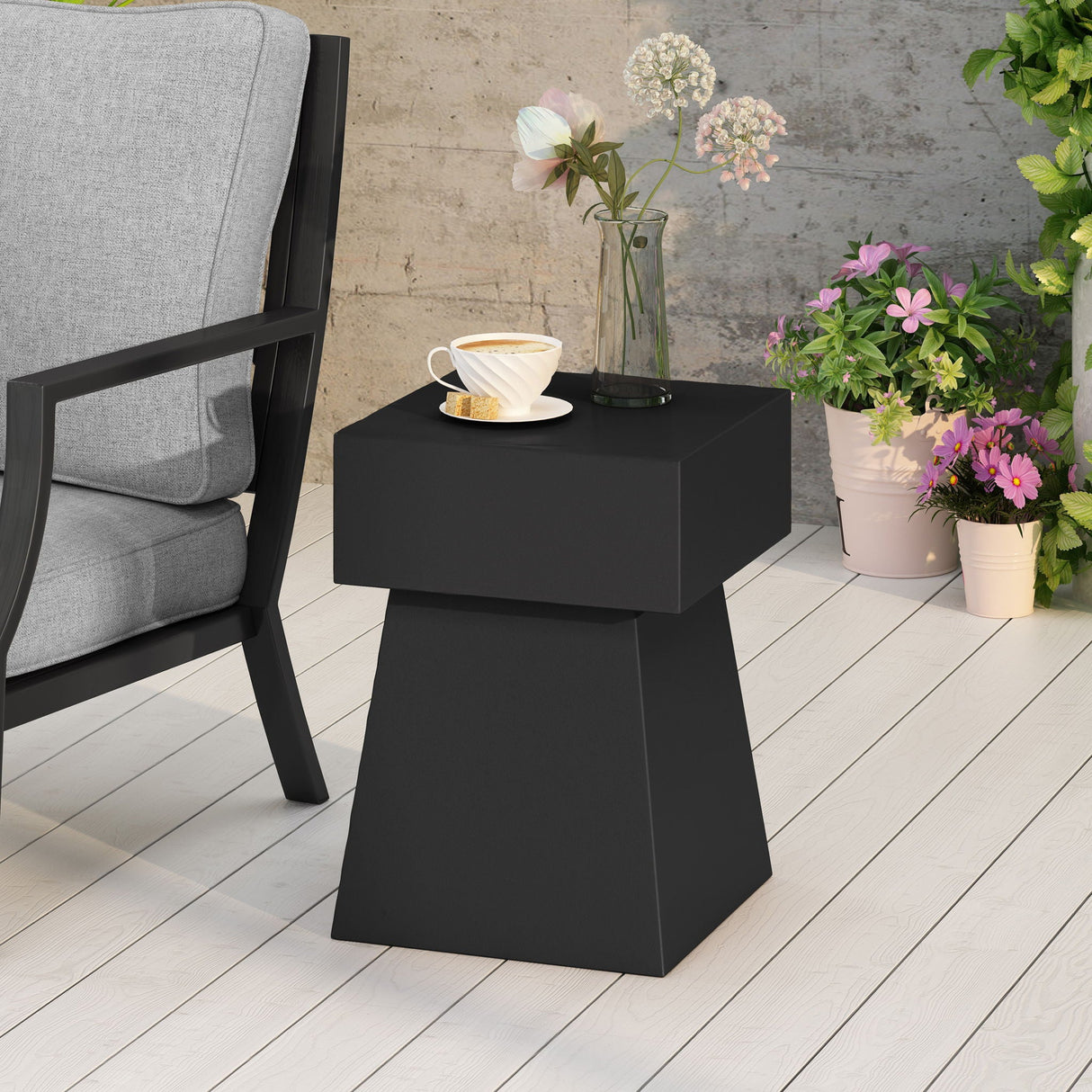 Outdoor Side Table, Patio End Table - Black - Best Buy Furniture