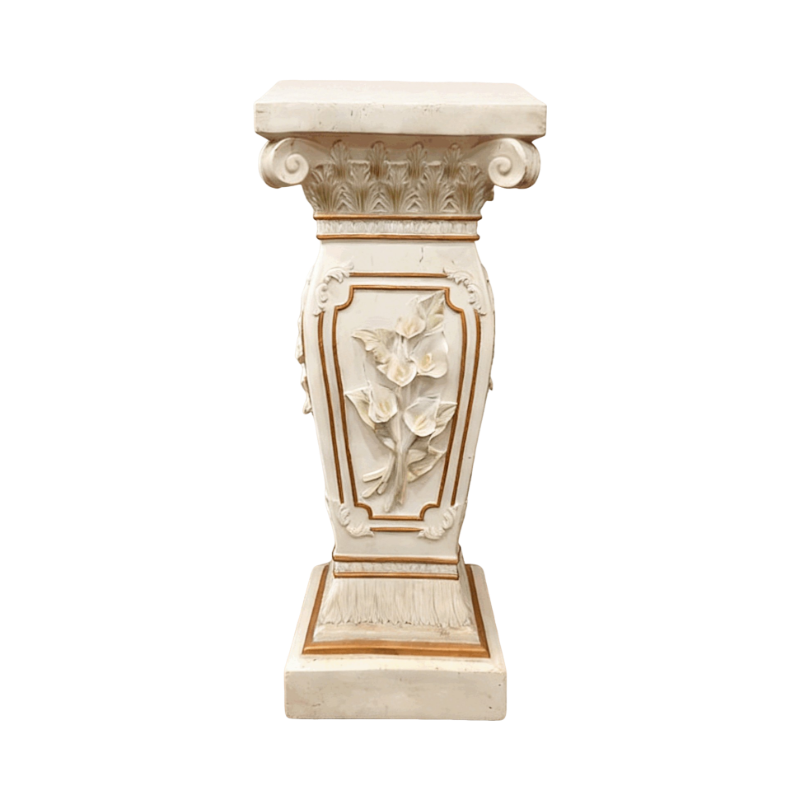22.05" H x 9.06" W European Style Floral Carved Roman Column Pedestal