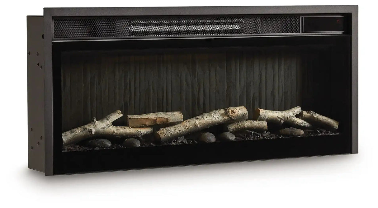 Entertainment Accessories - Fireplace Insert With Faux Birch Log Set - Black - Best Buy Furniture