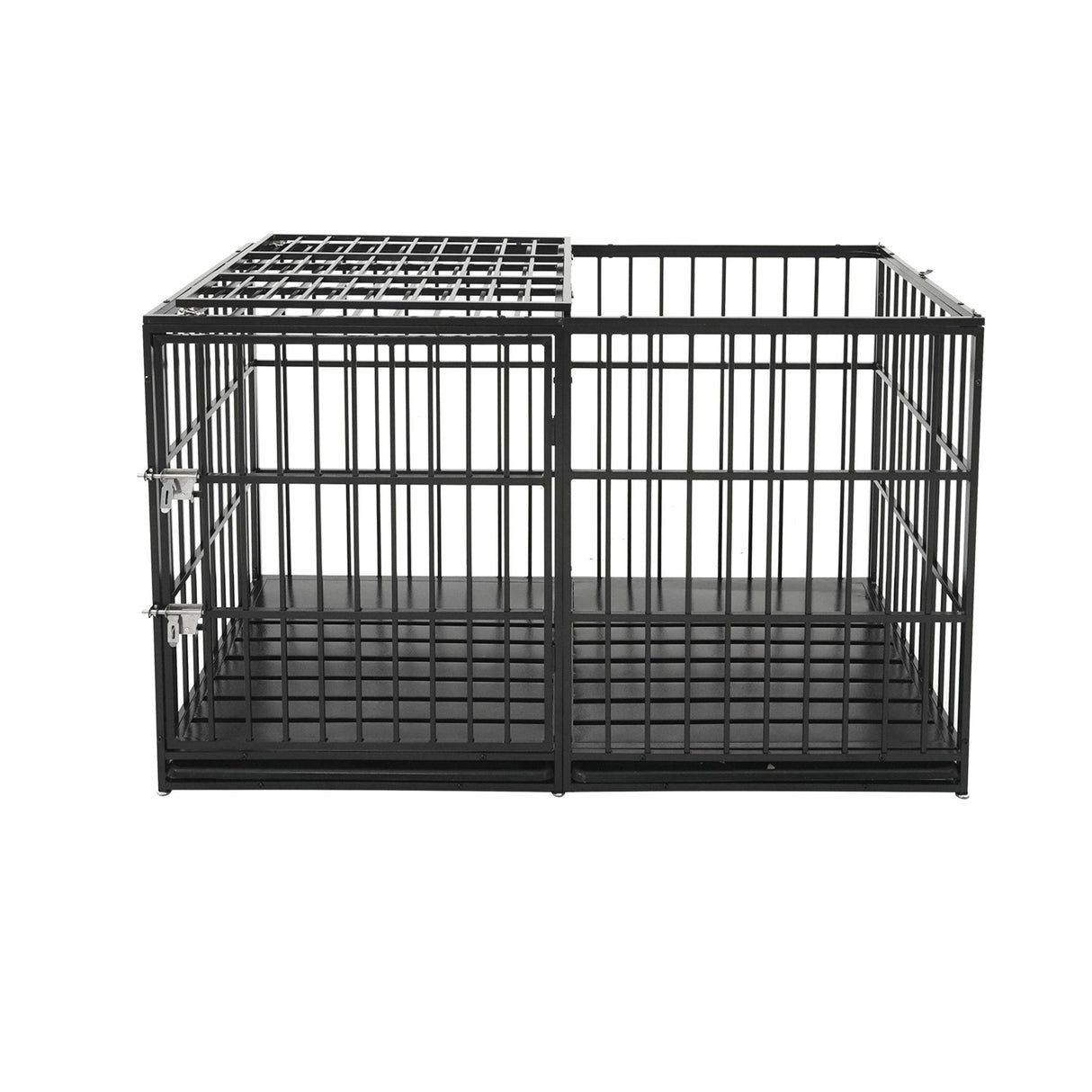 Extra Large Heavy Duty Dog Crate With Removable Pans For Dogs - Black
