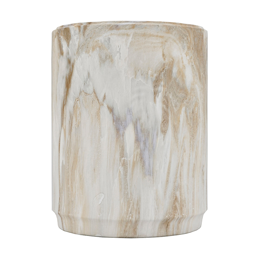 Marble-Look Stool - 18.5-Inch Accent Table