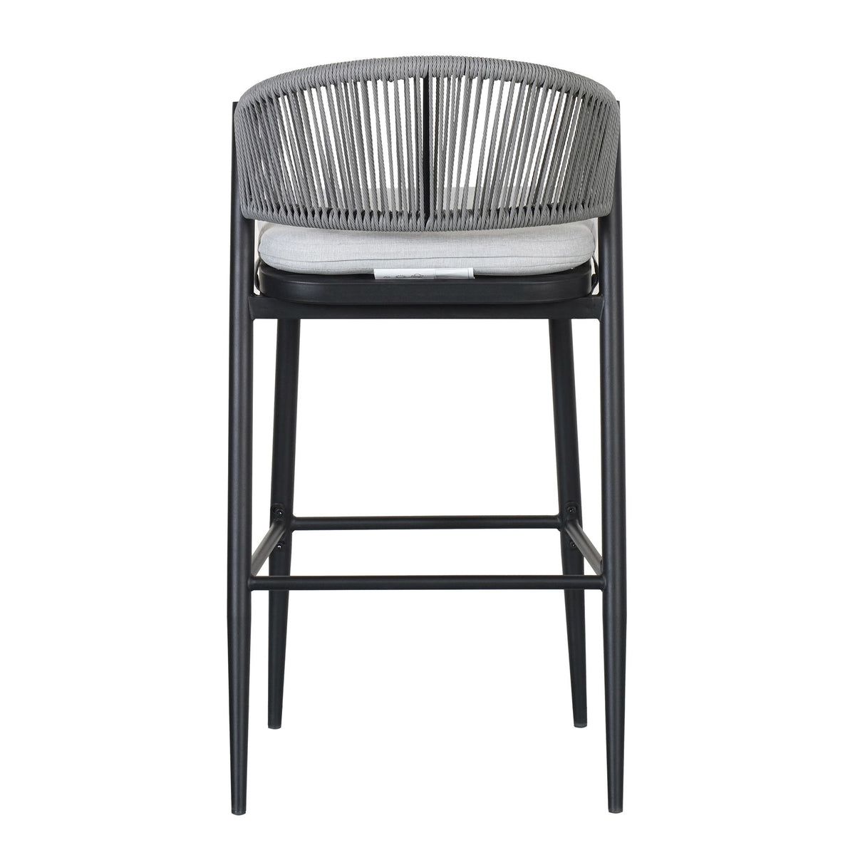 Outdoor Bar Height Metal Frame Counter Stools With Scallop Shaped Backrest & Water Resistant Cushions