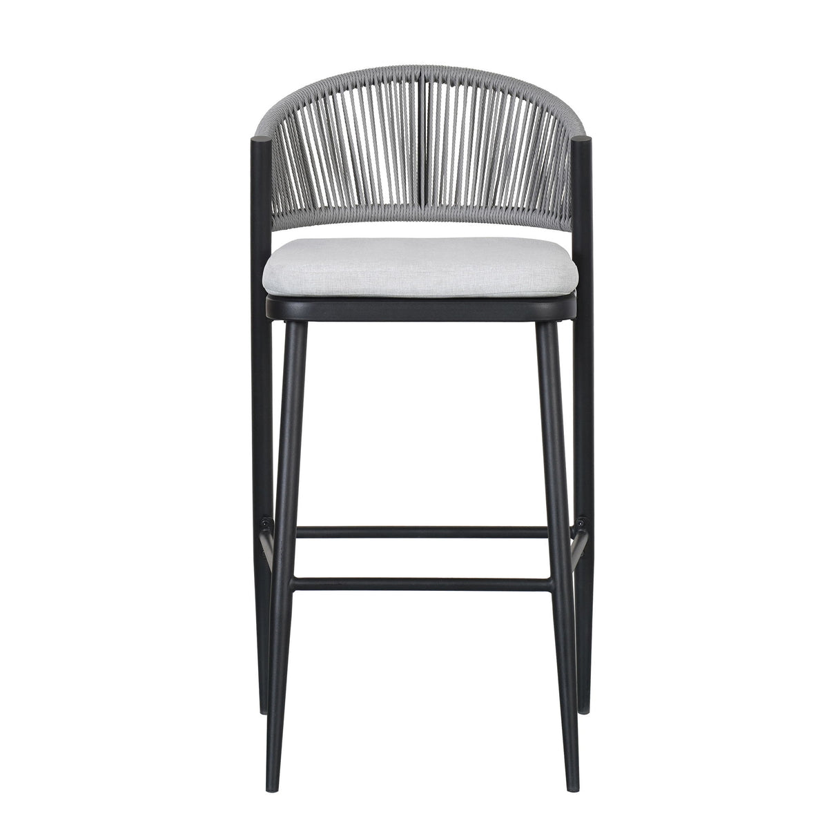 Outdoor Bar Height Metal Frame Counter Stools With Scallop Shaped Backrest & Water Resistant Cushions