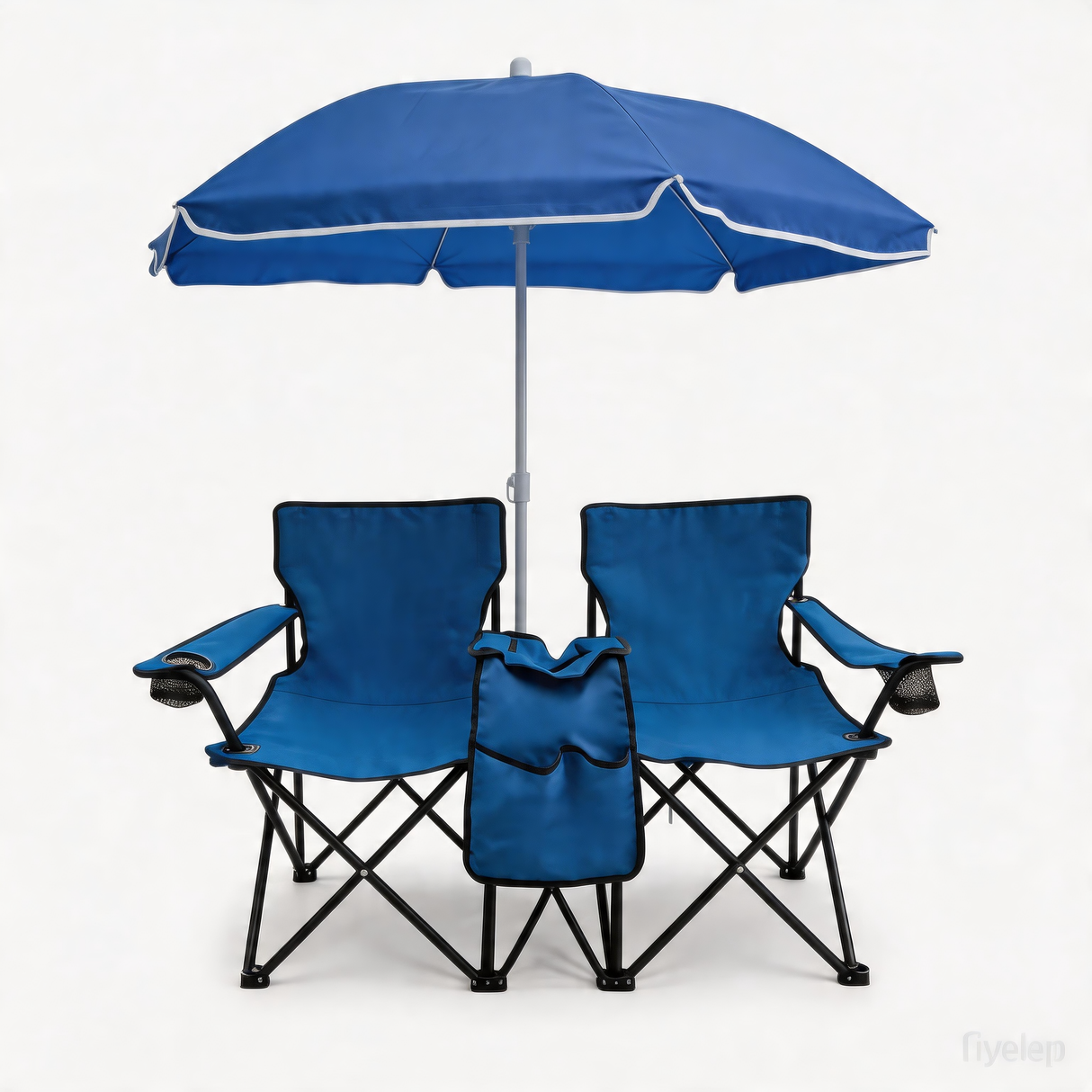 Portable Double Folding Beach Chair Set with Umbrella