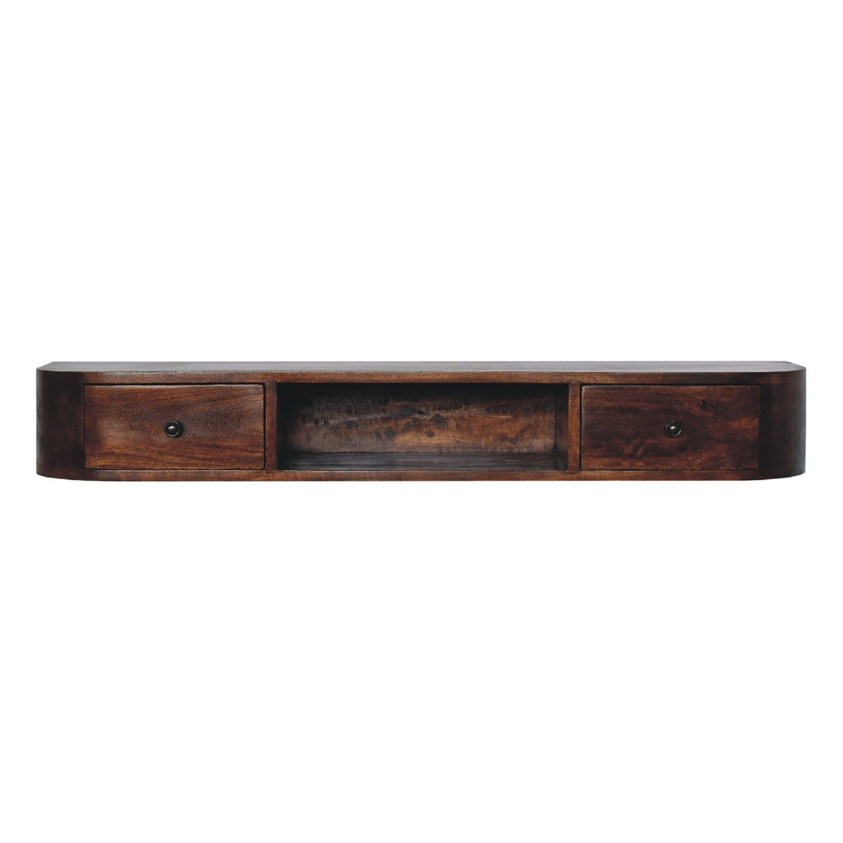 Solid Wood Lunar 2-Drawer Floating Console, 1 Open-slot
