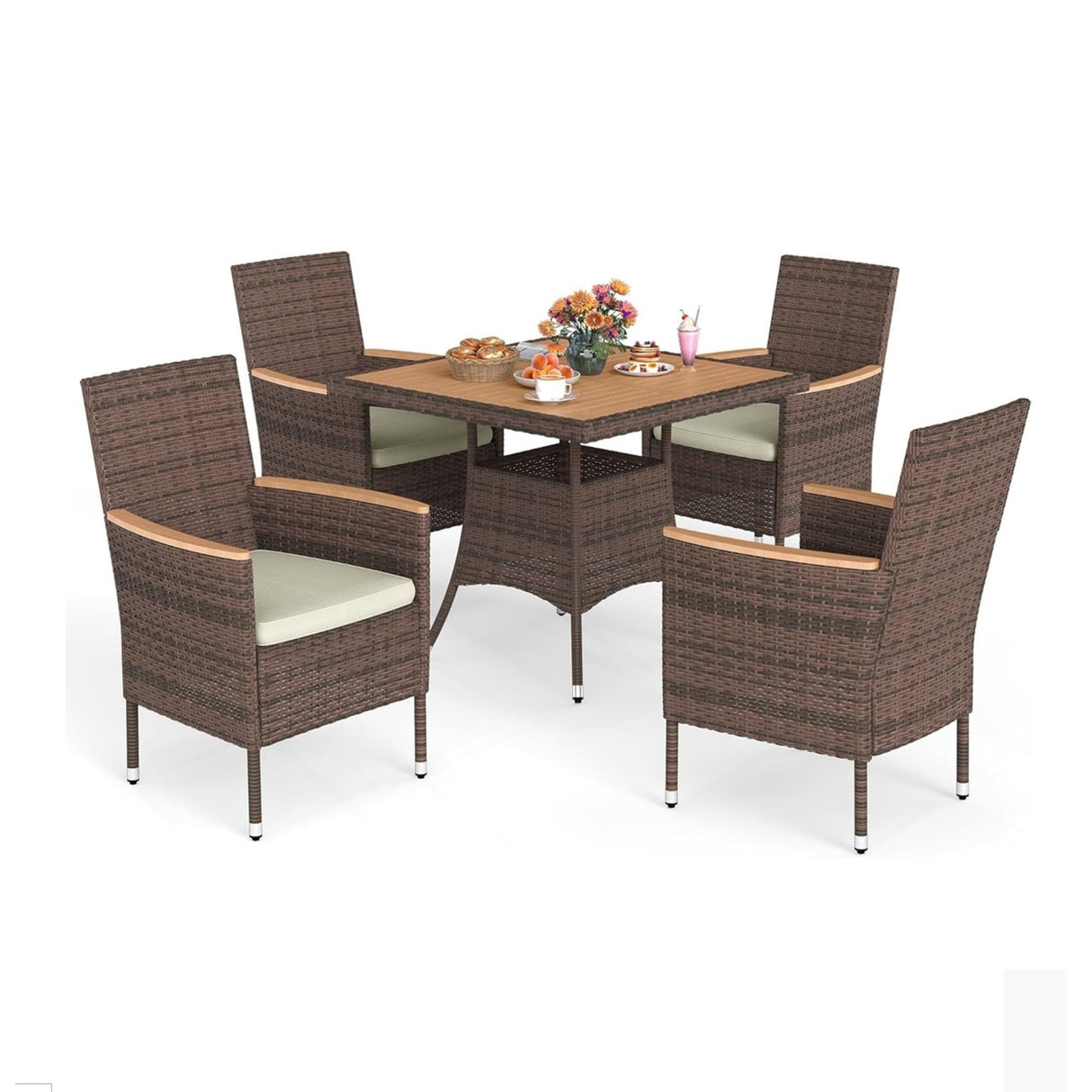 All-Weather Square Rattan Patio Dining Table