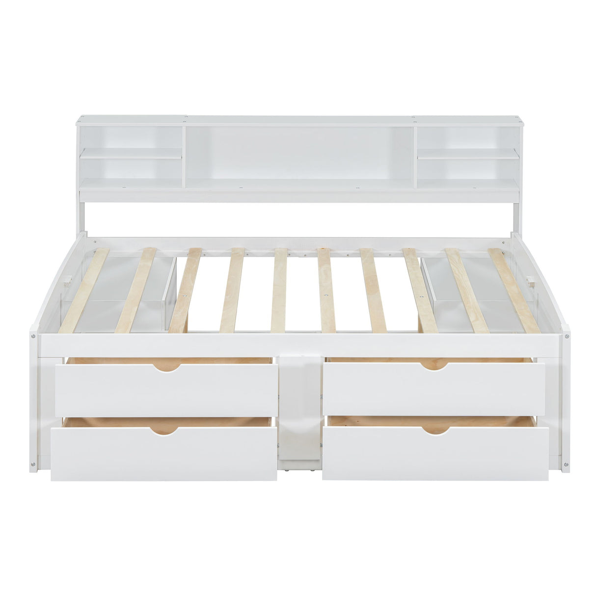 Daybed With 2 Bedside Cabinets, Upper Shelves And 4 Drawers