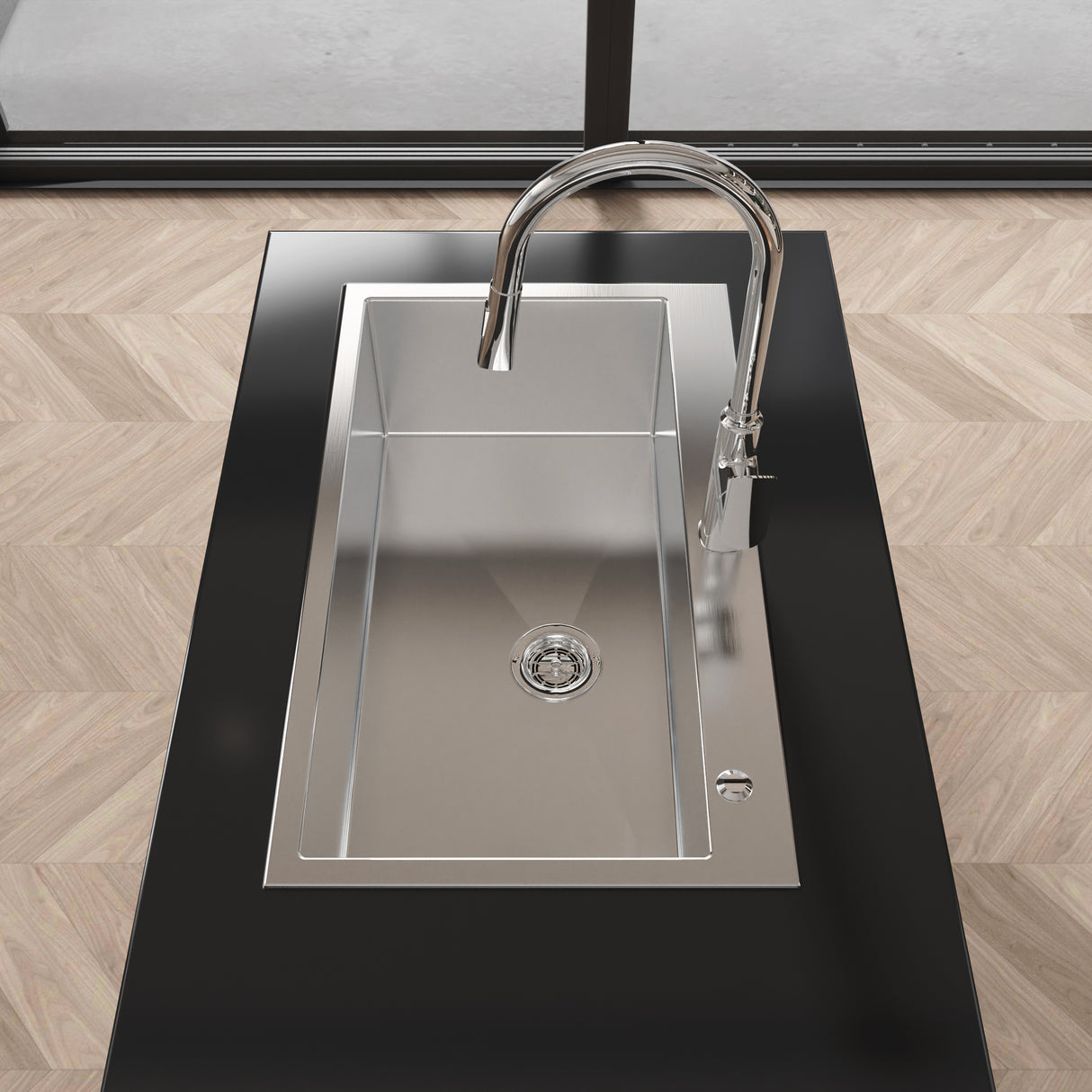 Stainless Steel Kitchen Sink, 32"x19" Single Bowl, Overmount Handmade Brushed Nickel
