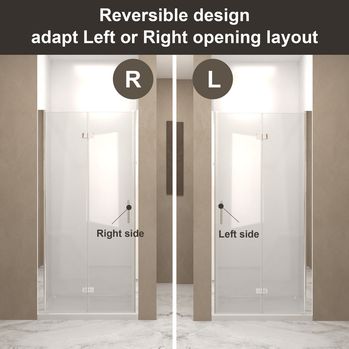 29-28" x 72" Bifold Shower Door, 1/4" (6mm) Tempered Glass