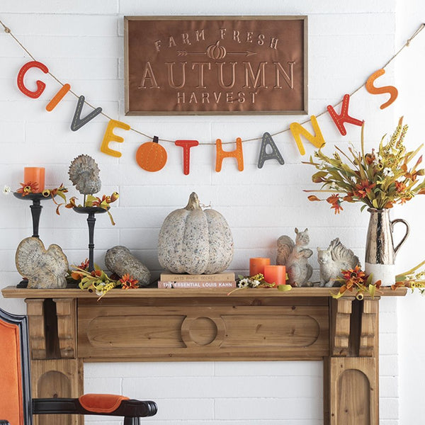 Length Colorful Give Thanks Banner, Home Decor For Harvest Festival Fall Festival & Thanksgiving Table Decorations (Set of 2) - Orange Multi
