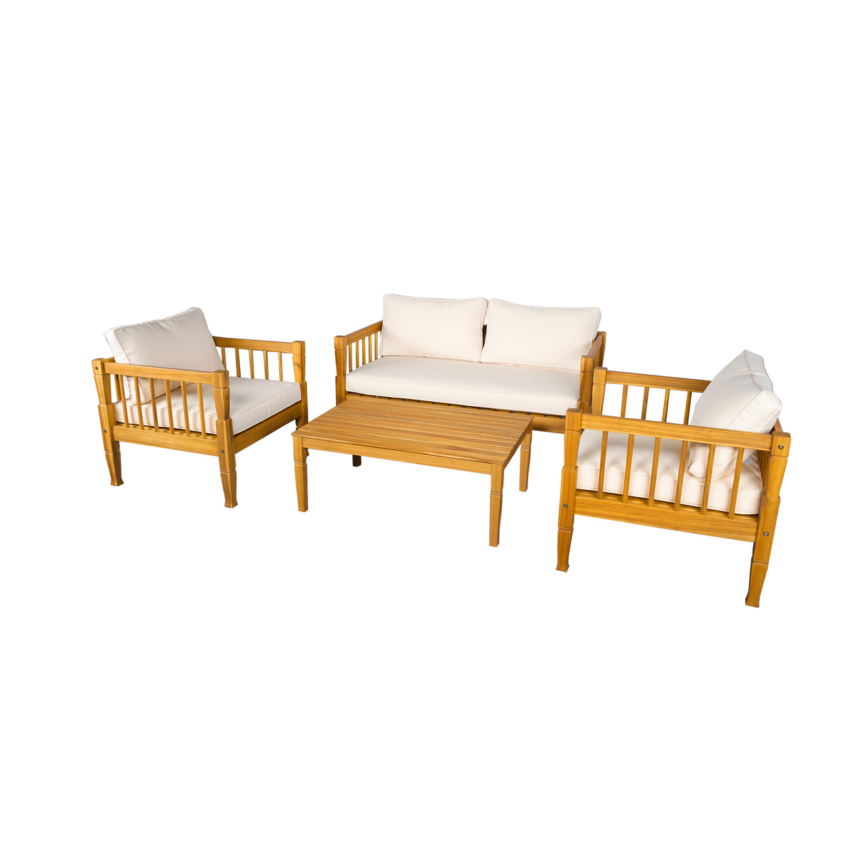 4-Piece Patio Furniture Set with Coffee Table and Cushions