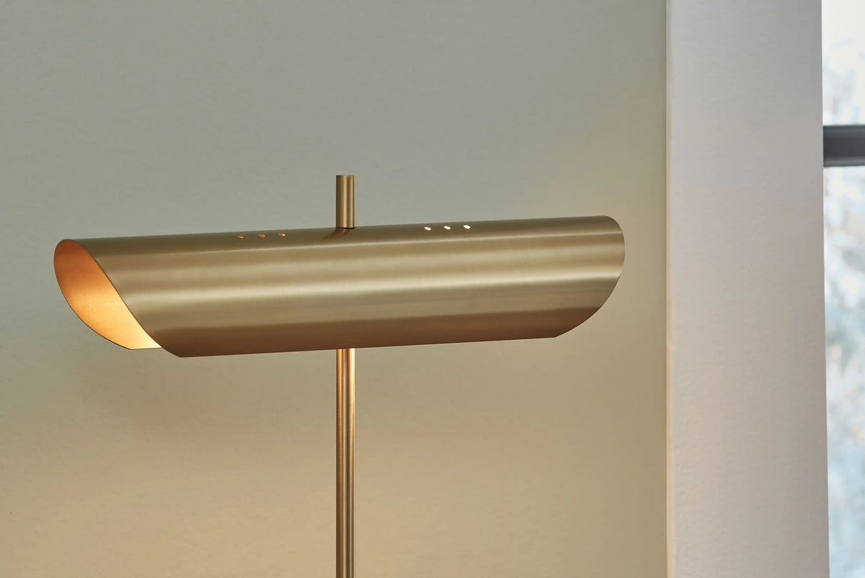 Rowleigh - Marble Desk Lamp - Gold Finish / White - Best Buy Furniture