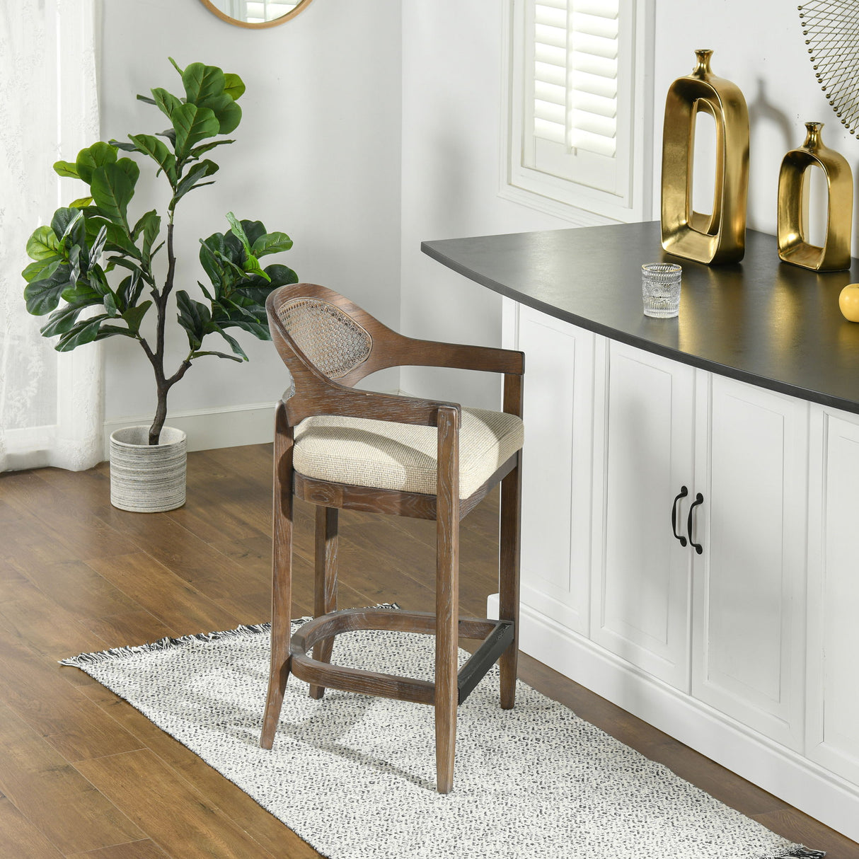 Americana - Mid-Century Modern Cane Back Counter Stool