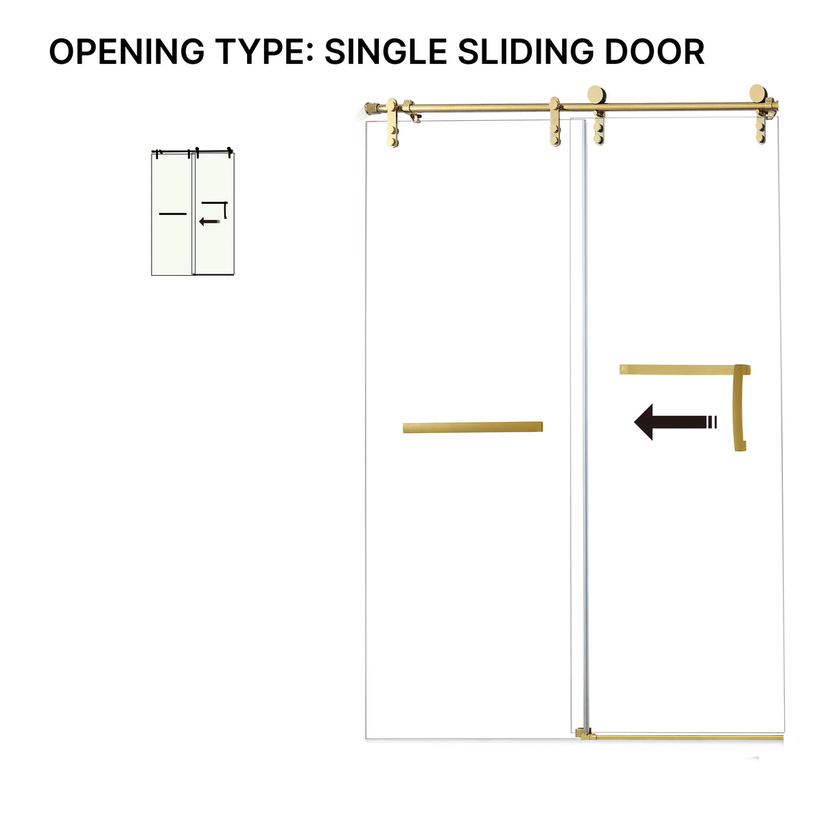 60 Inches x 76 Inches Frameless Single Sliding Shower Door