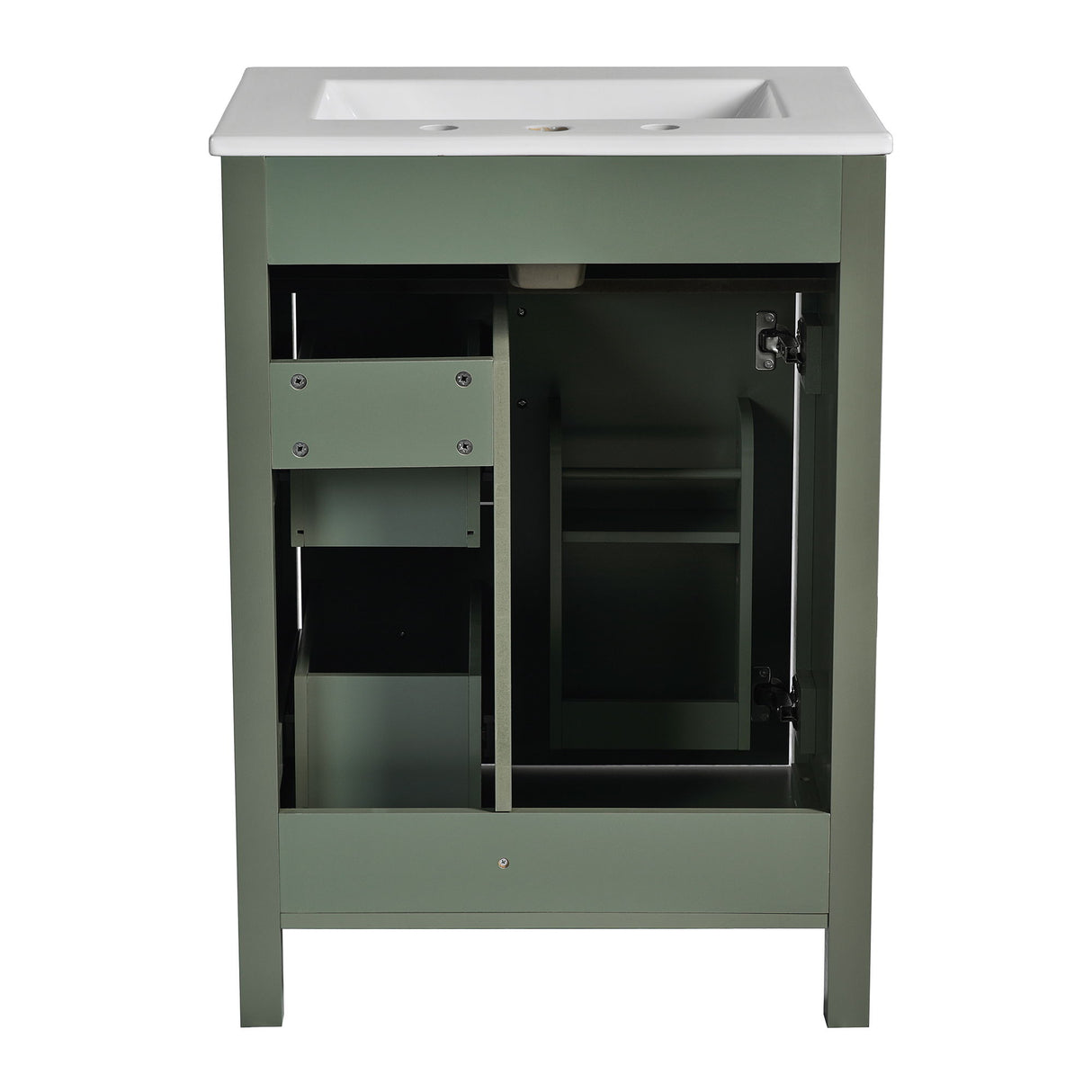 Elegant Bathroom Vanity With Ceramic Sink, Soft Close Doors And Drawers, Double Storage Racks