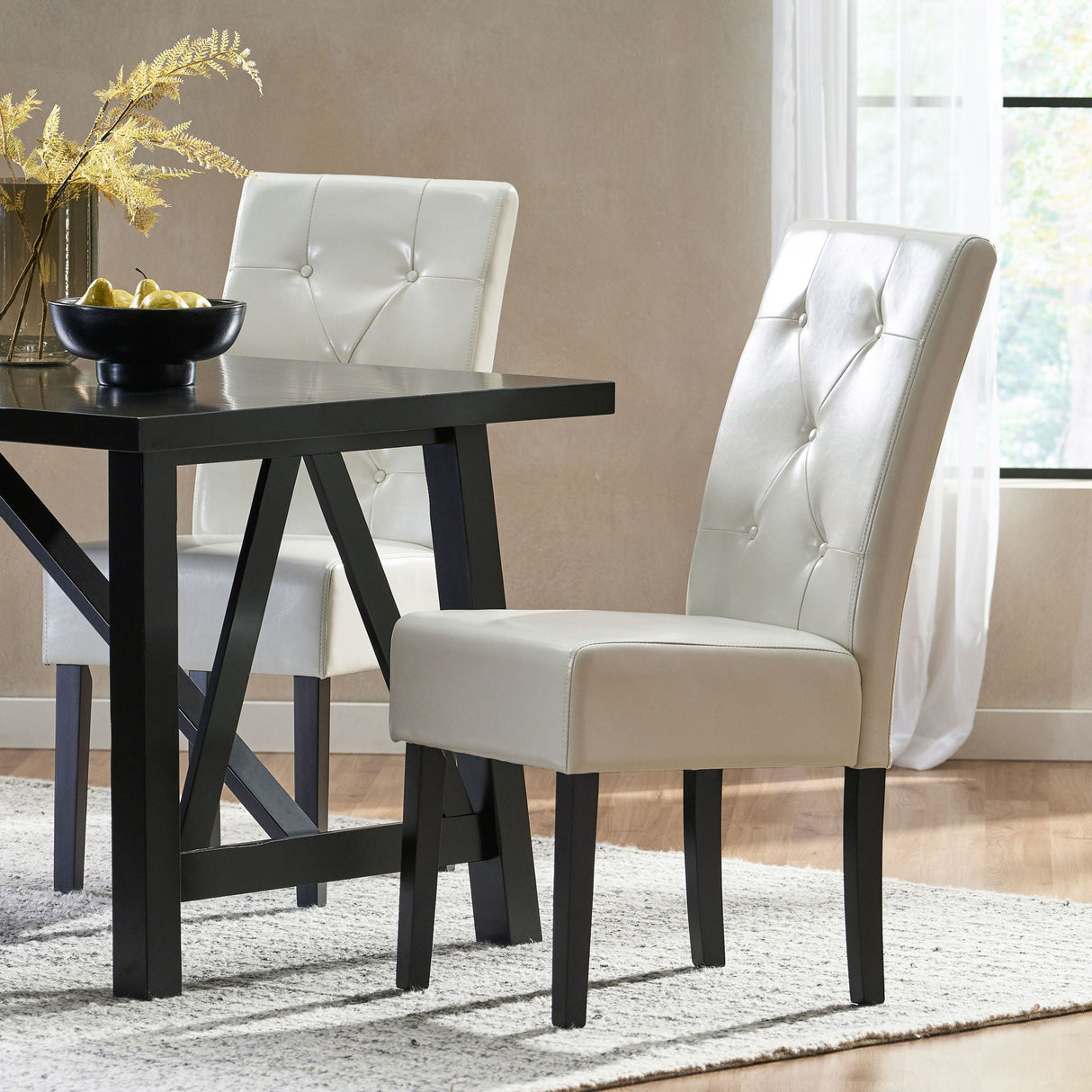 Carter - 5 Tuft Dining Chair With Button Tufted Backrest And Espresso Legs - Ivory - Best Buy Furniture
