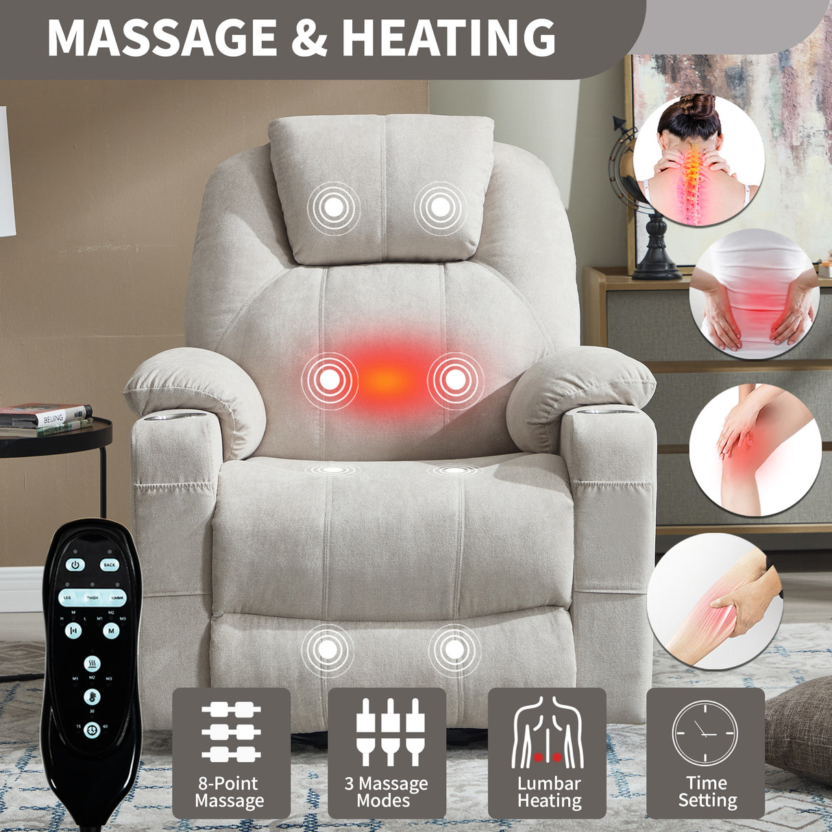 Premium Power Lift Recliner Chair with Massage Functionality