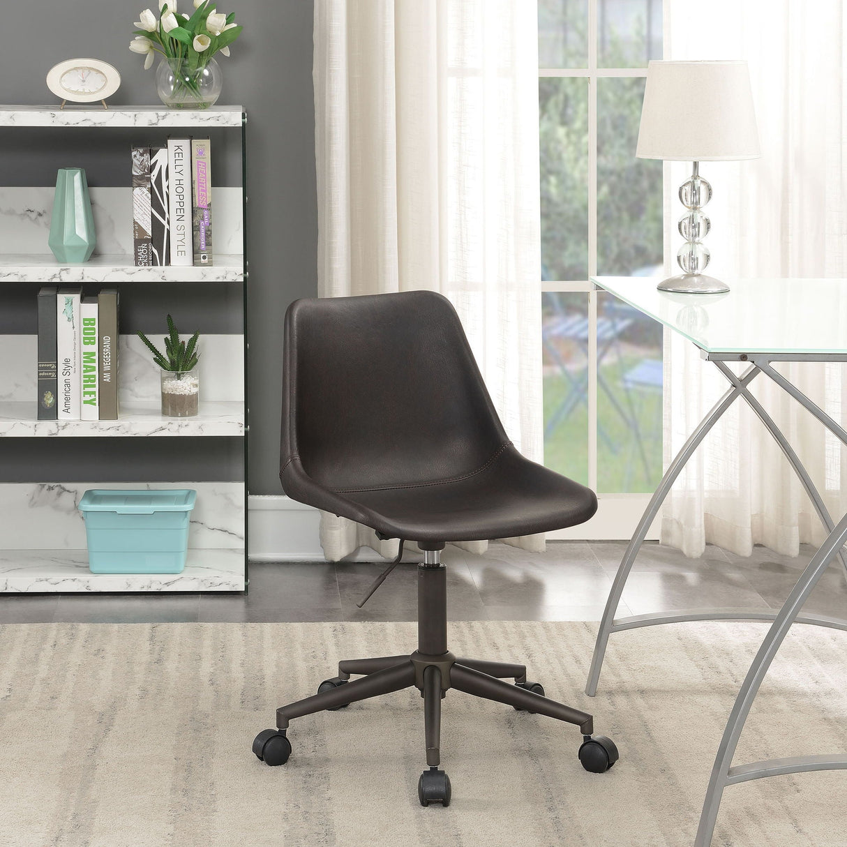 Ralston - Upholstered Adjustable Office Desk Chair With Ergonomic Design - Brown