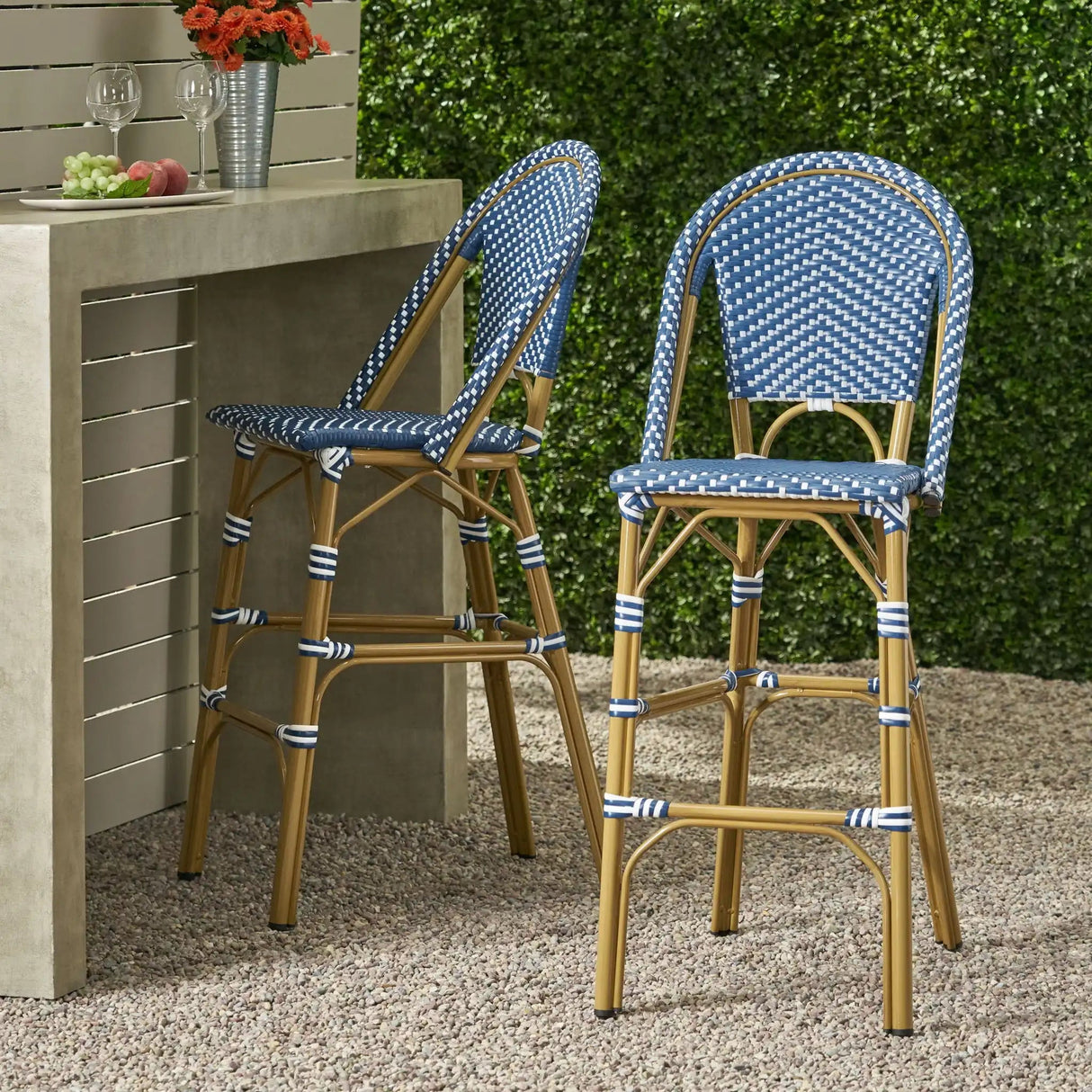 Outdoor Pe Rattan French Barstool Set - Best Buy Furniture