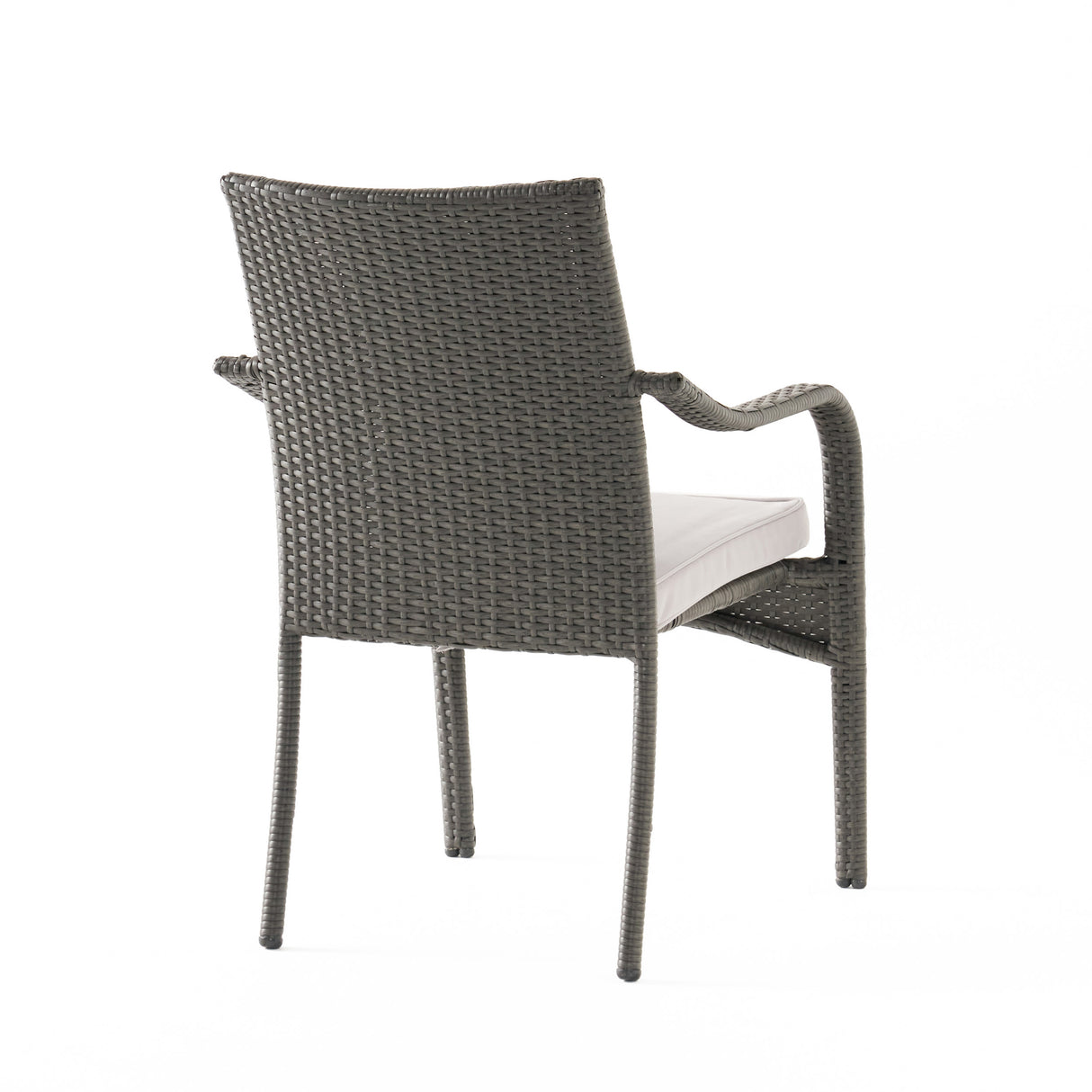 Outdoor PE Rattan Stacking Chair with Iron Frame and Cushions (Set of 4)