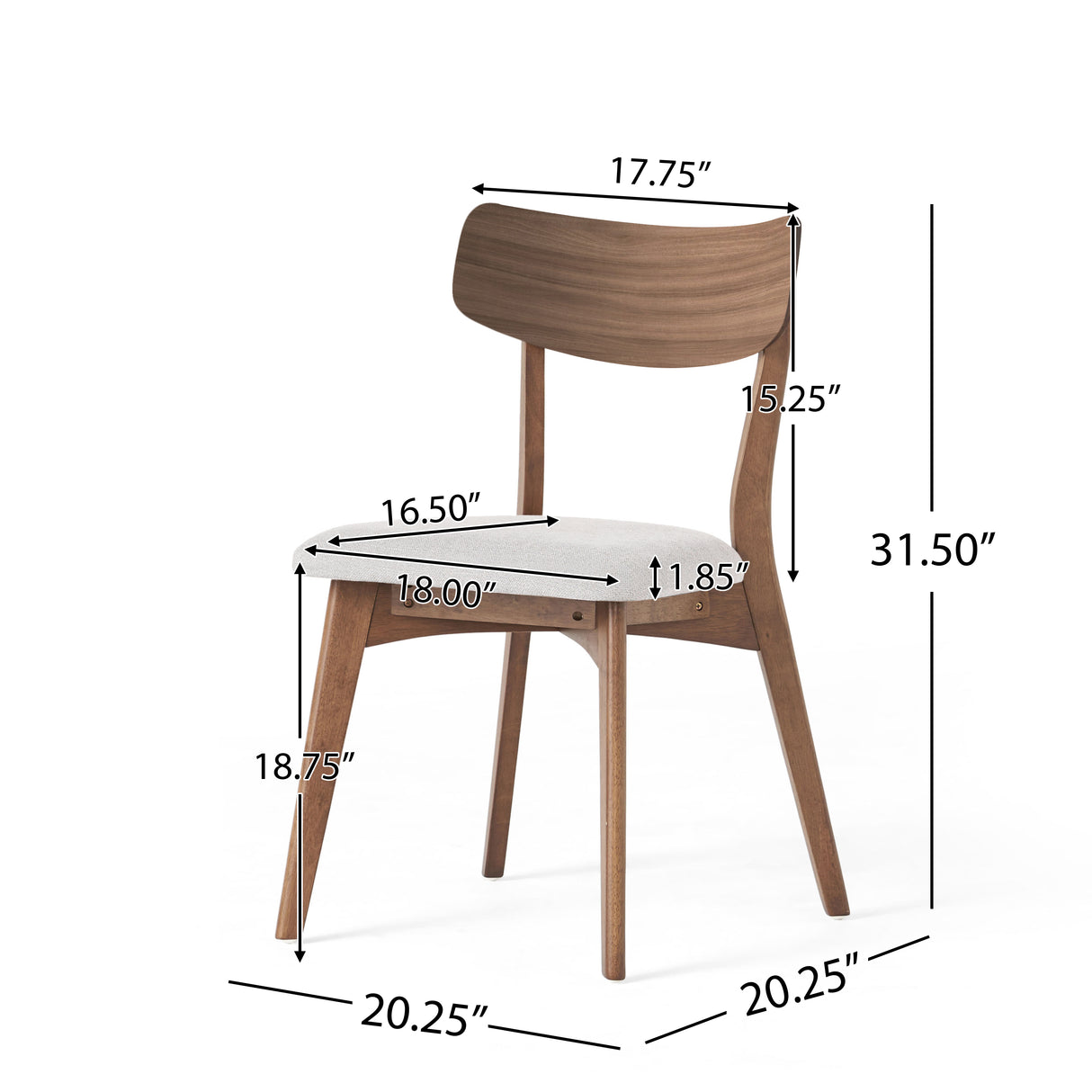 5-Pieces Upholstered Dining Set With Rubberwood Frame