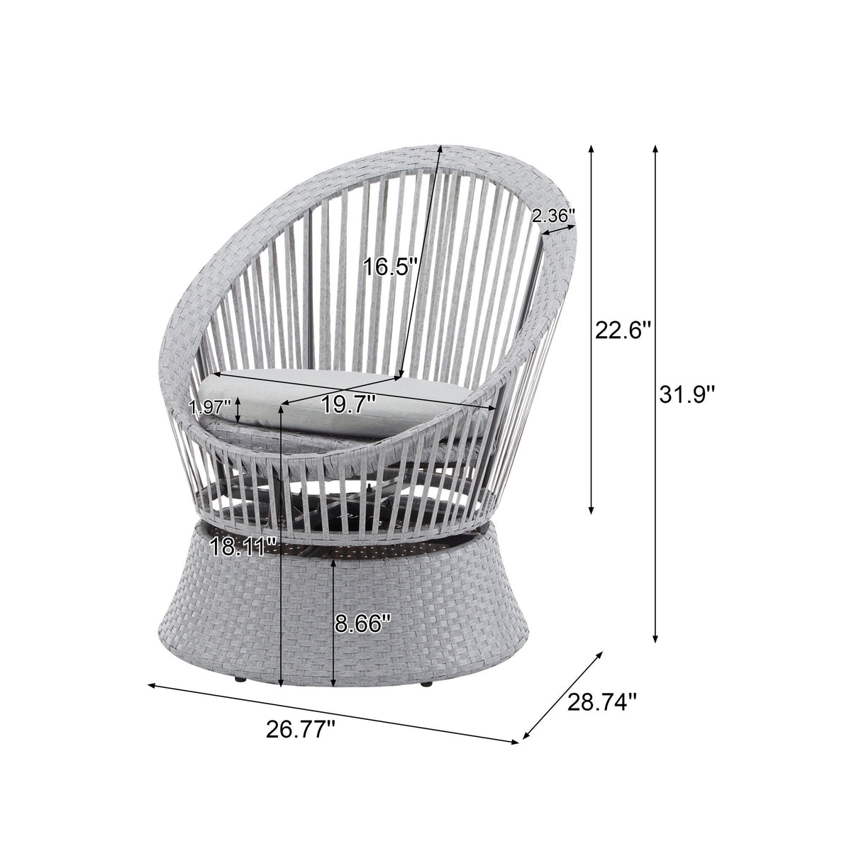 Modern Swivel Wicker Lounge Chair With Round Design - Best Buy Furniture