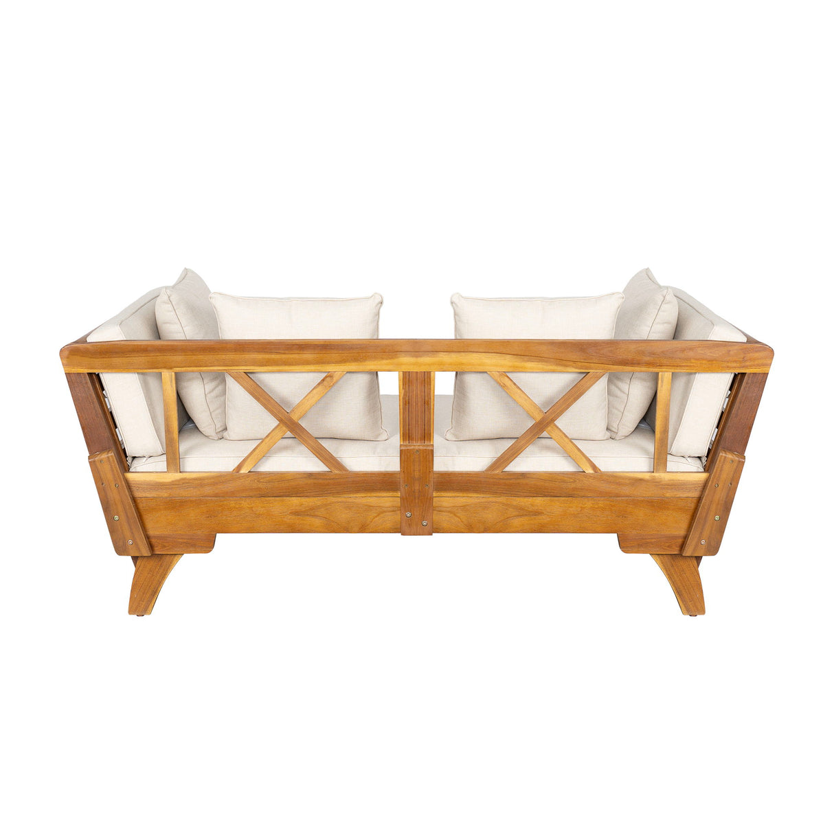 Outdoor Patio Daybed Sofa, 3 Seat Sofa With Foldable Arm 4 Back Pillows